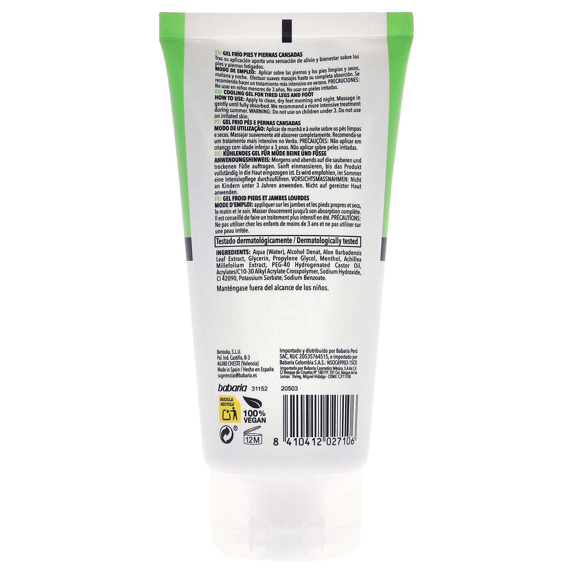 Cooling Gel For Legs and Feet by Babaria for Unisex - 5.07 oz Gel, See Description, alternate image number 2