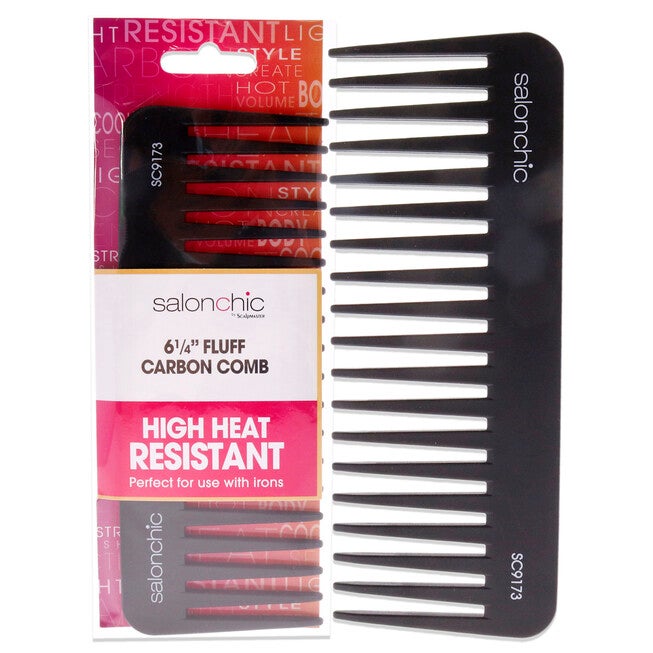 Fluff Carbon Comb High Heat Resistant 6.25 by SalonChic for Unisex - 1 Pc Comb, See Description, hi-res image number 0