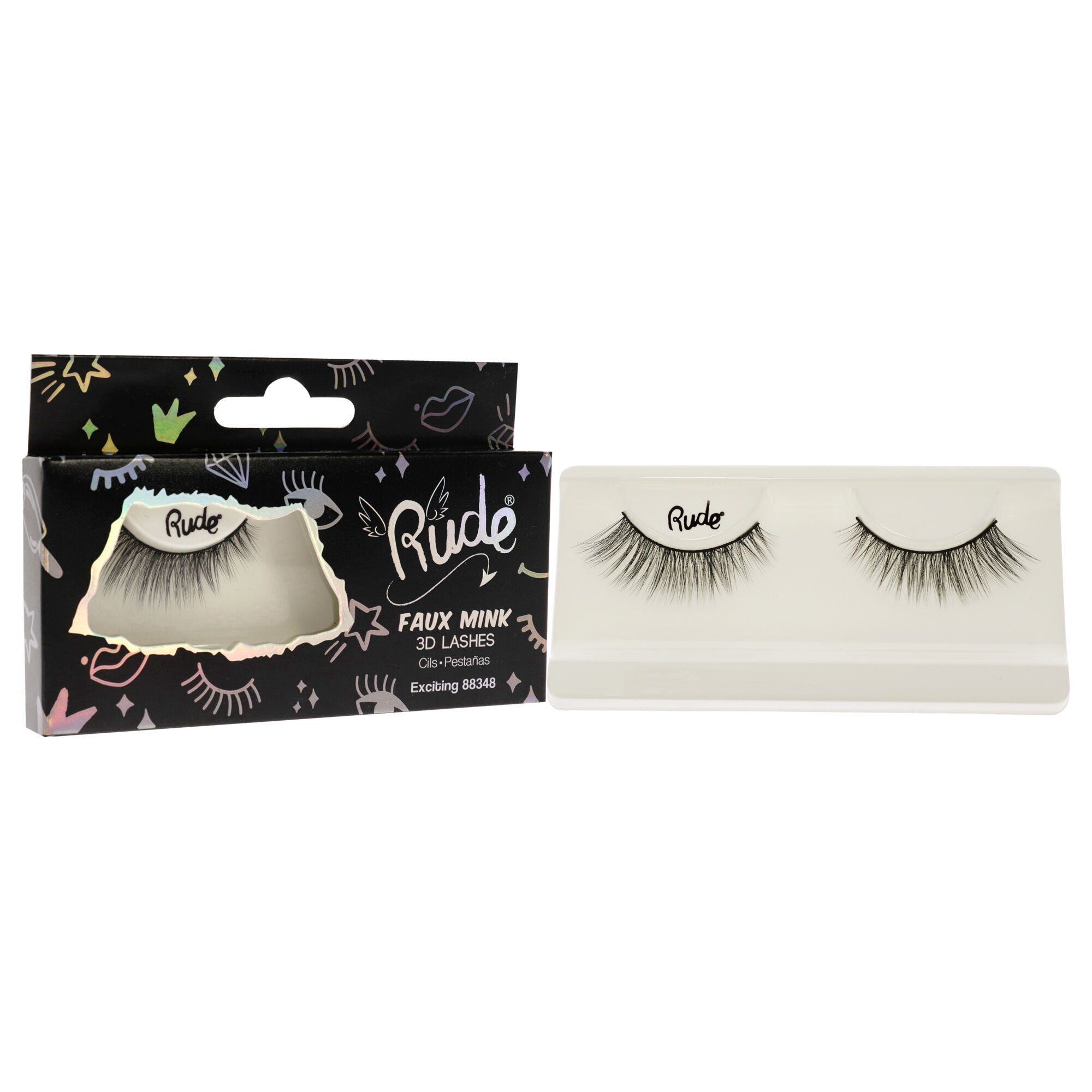 Essential Faux Mink 3D Lashes - Exciting by Rude Cosmetics for Women - 1 Pc Pair, See Description, alternate image number 2
