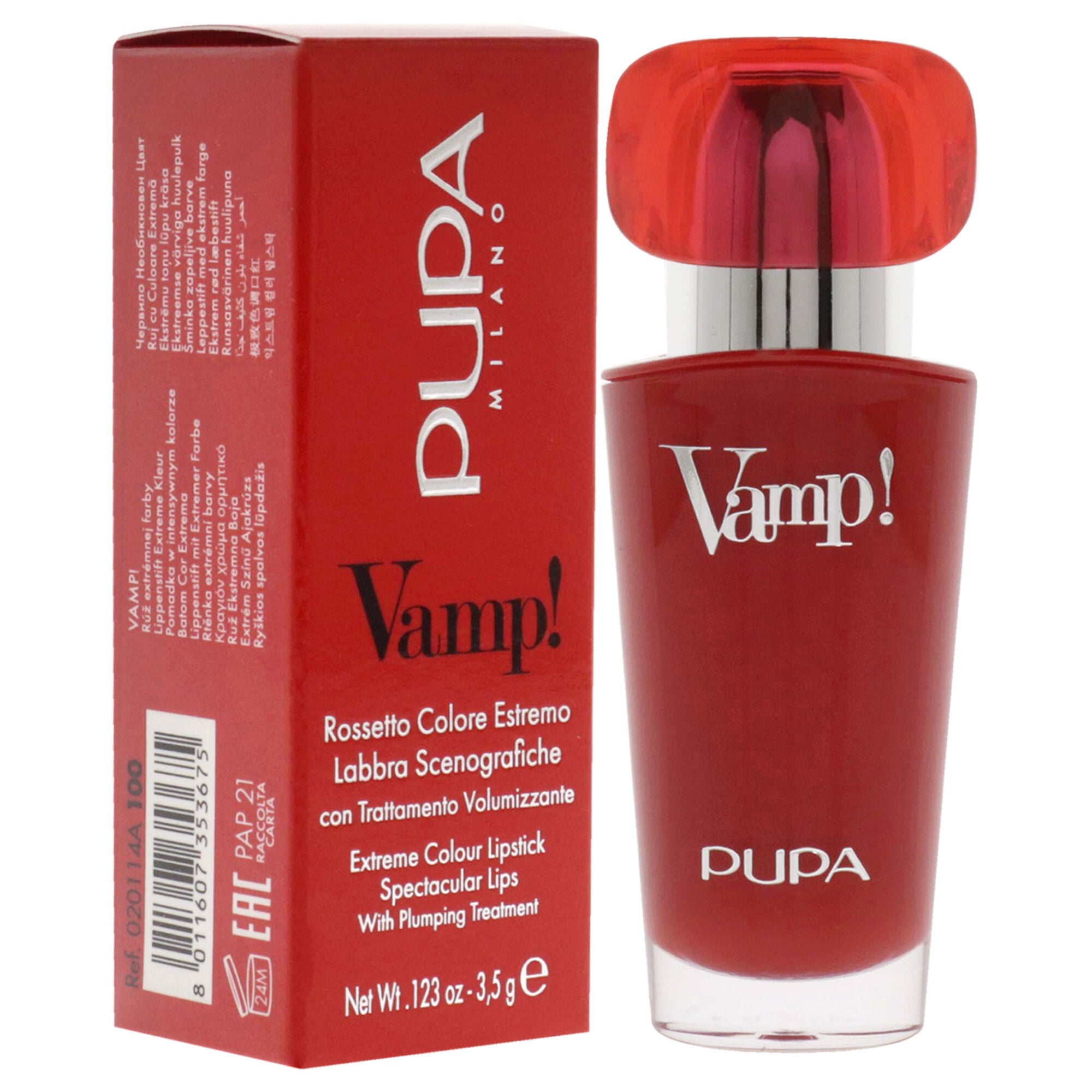 Vamp! Extreme Colour Lipstick with Plumping Treatment - 100 Naked Skin by Pupa Milano for Women - 0.123 oz Lipstick, , alternate image number 6