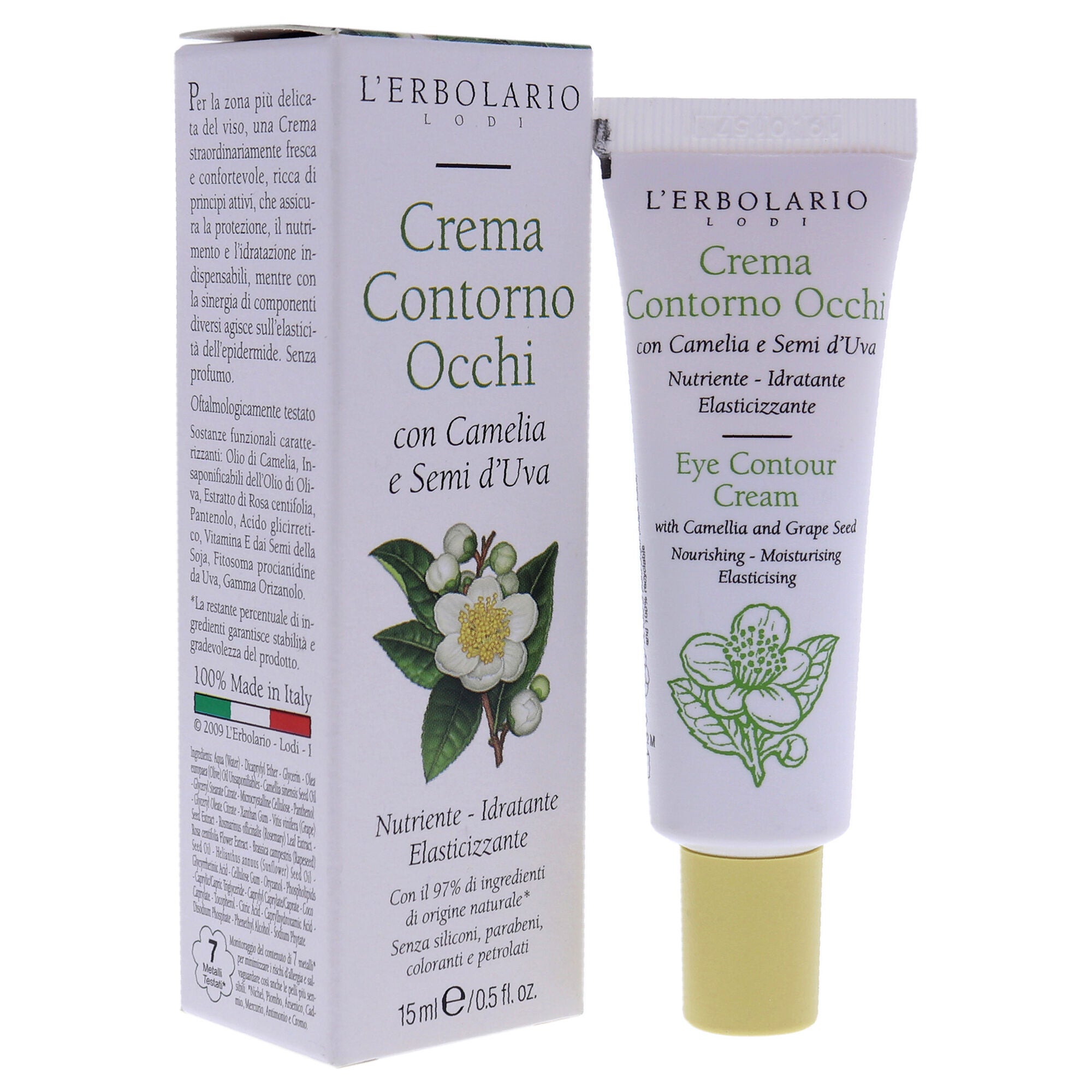 Eye Contour Cream with Camelia and Grape Seed by LErbolario for Unisex - 0.5 oz Cream, , alternate image number 6