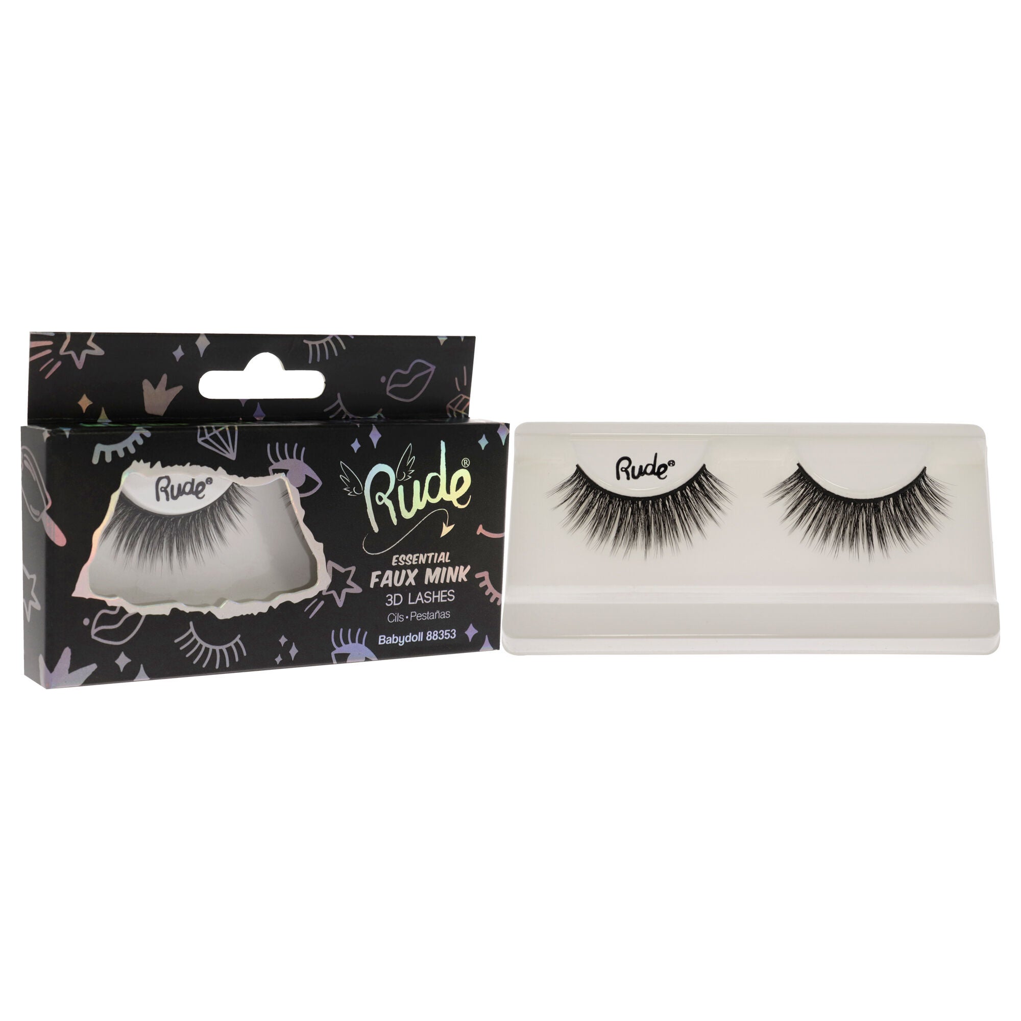 Essential Faux Mink 3D Lashes - Babydoll by Rude Cosmetics for Women - 1 Pc Pair, See Description, alternate image number 2