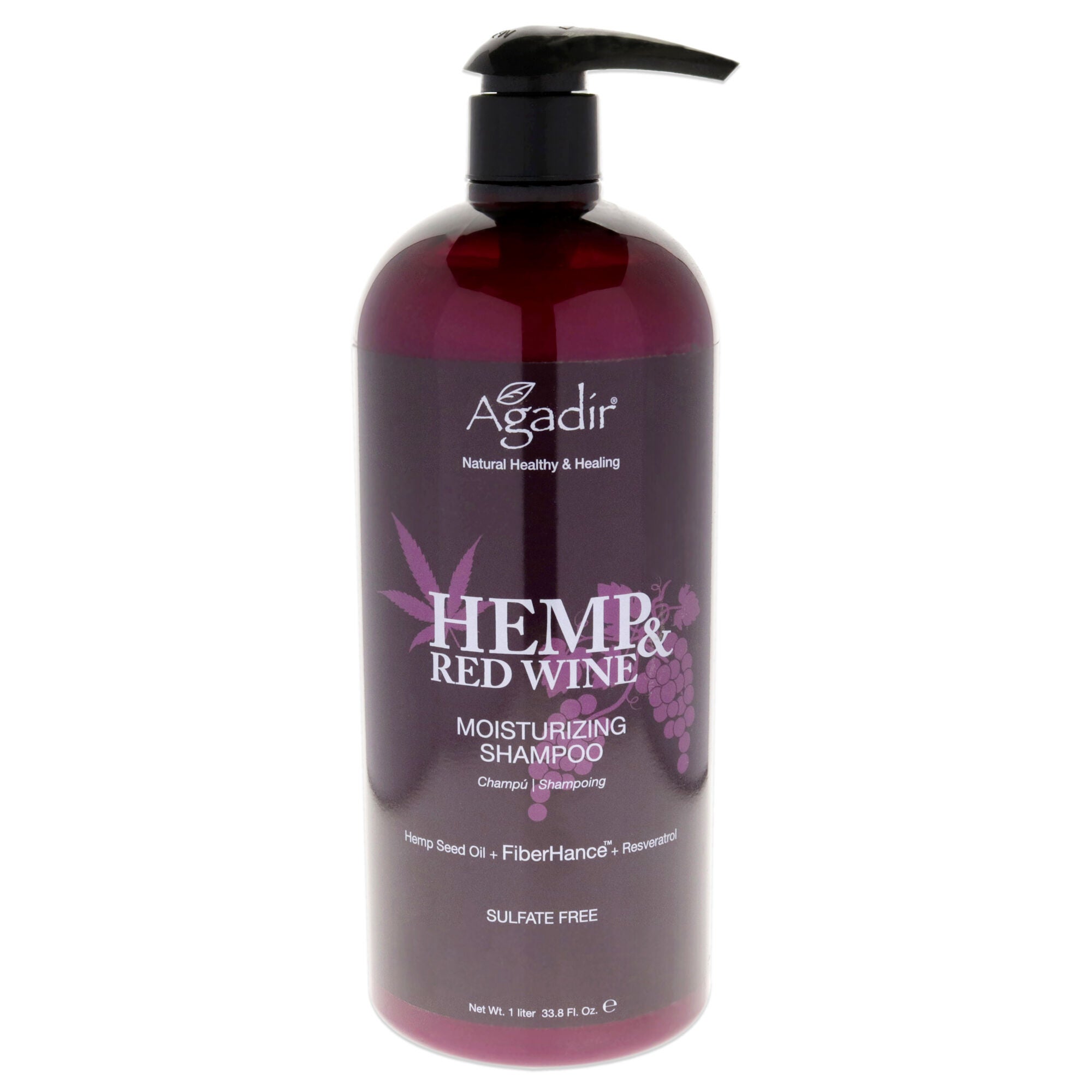 Hemp and Red Wine Moisturizing Shampoo by Agadir for Unisex - 33.8 oz Shampoo, See Description, hi-res image number 0
