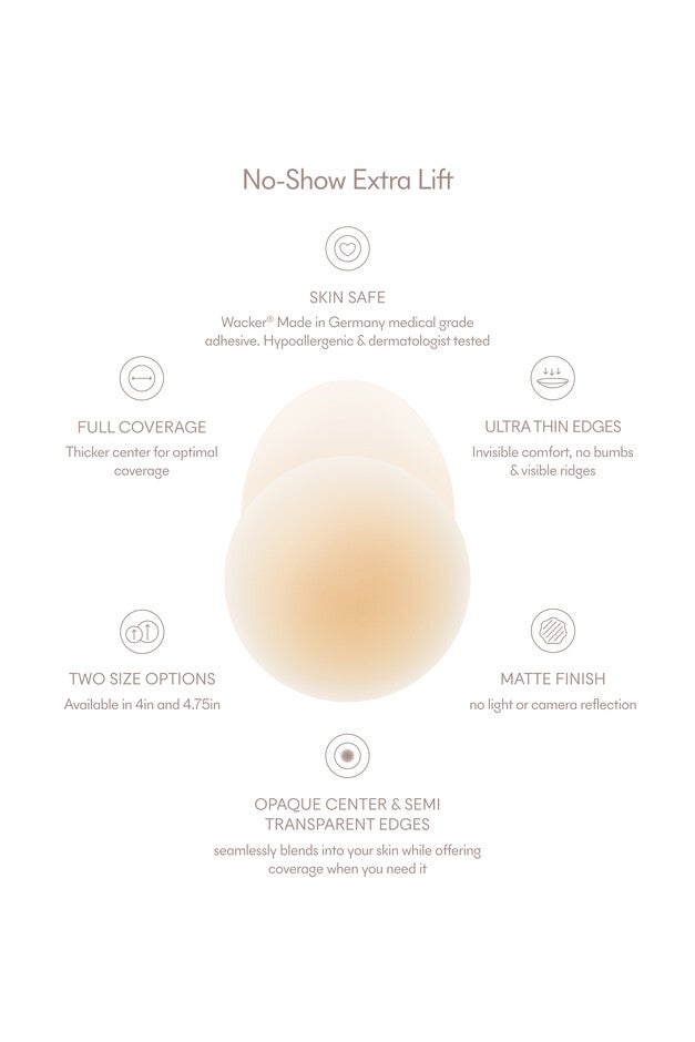 No-Show Extra Lift Adhesive & Reusable Nipple Covers, No 3 Buff / Beige, alternate image number 3