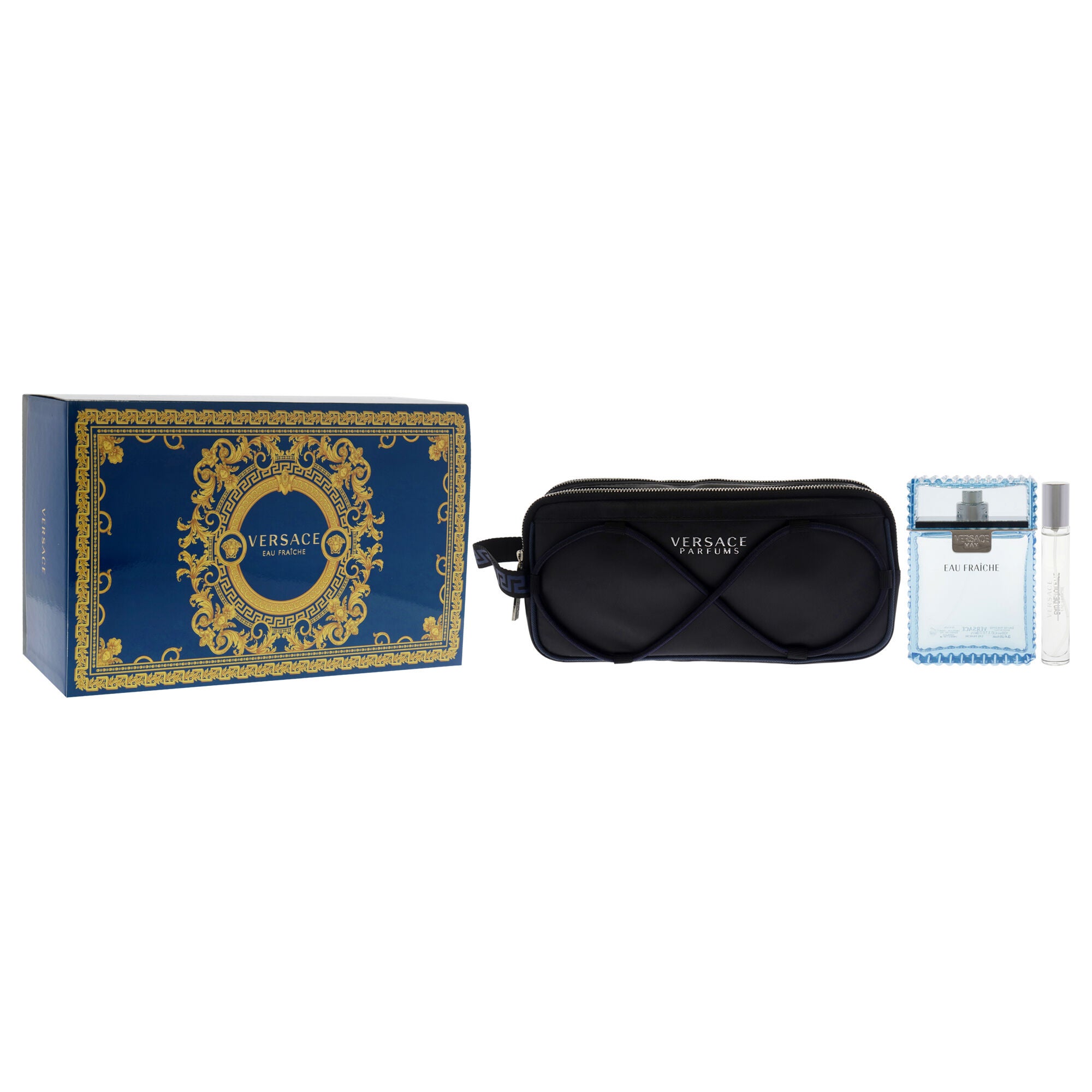 Versace Man Eau Fraiche by Versace for Men - 3 Pc Gift Set 3.4oz EDT Spray, 10ml EDT Spray (Mini), Pouch, See Description, alternate image number 1