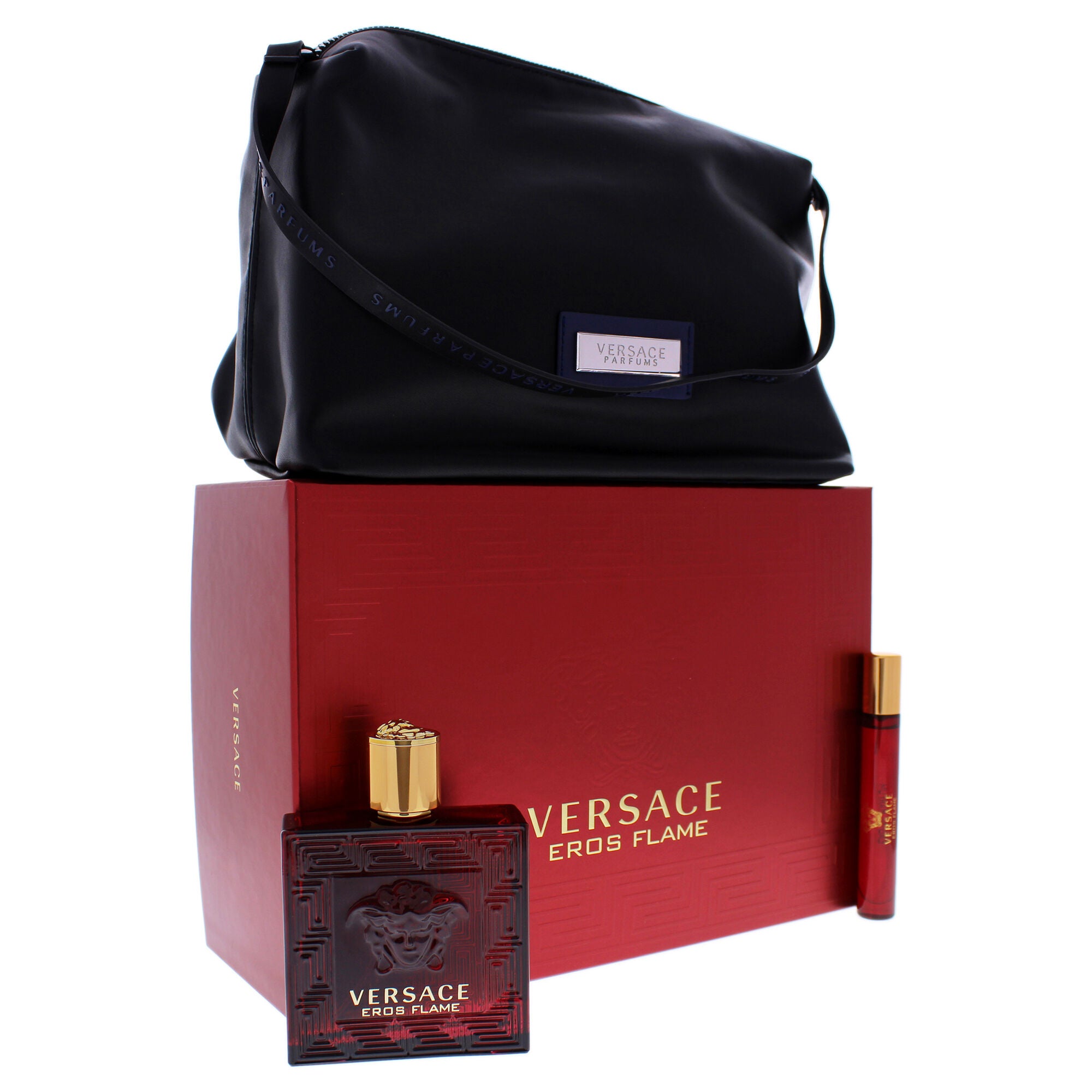 Eros Flame by Versace for Men - 3 Pc Gift Set 3.4oz EDP Spray, 0.3oz EDP Spray, Trousse Man, See Description, alternate image number 1