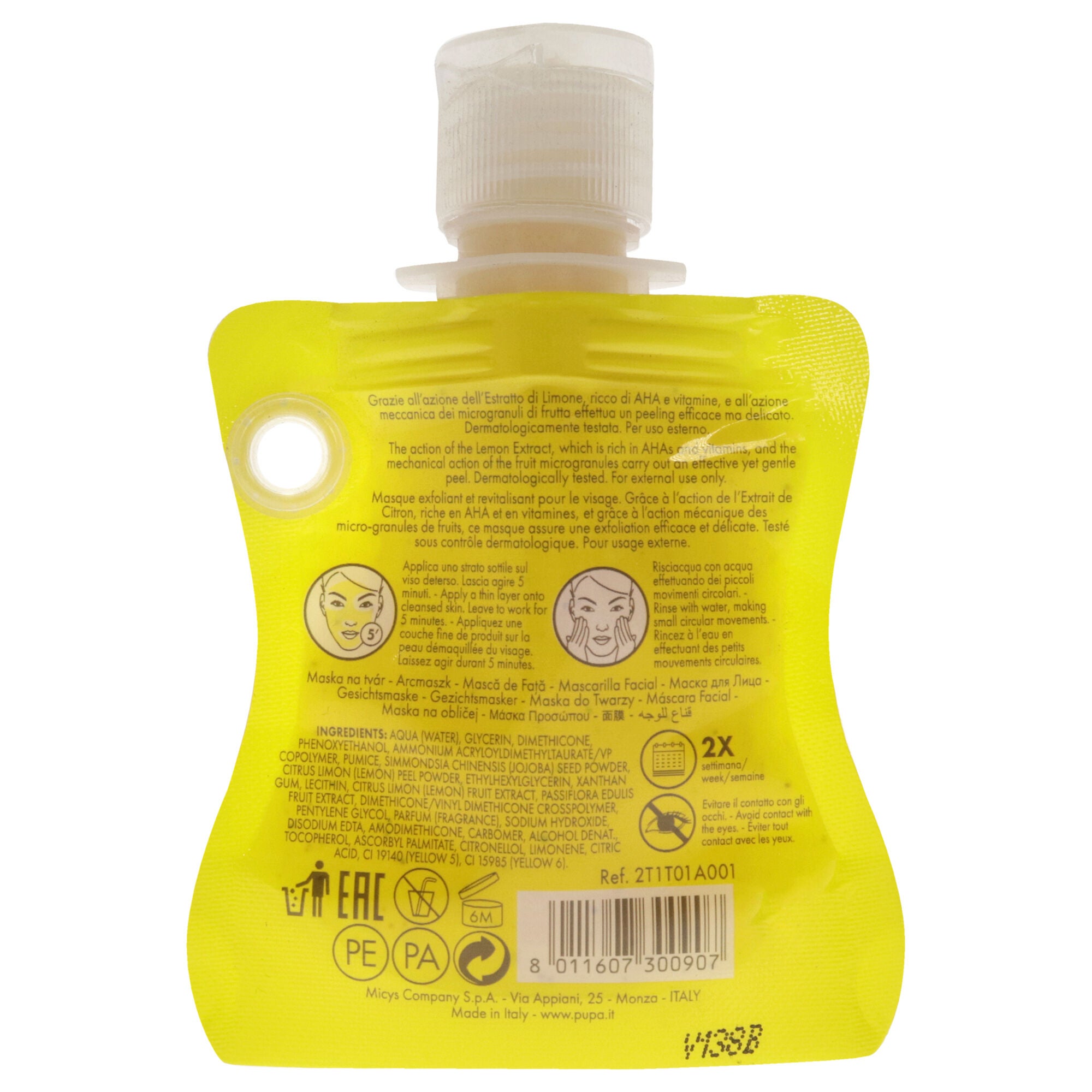Exfoliating and Revitalizing Face Mask - Lemon Extract by Pupa Milano for Unisex - 1.01 oz Mask, , alternate image number 3