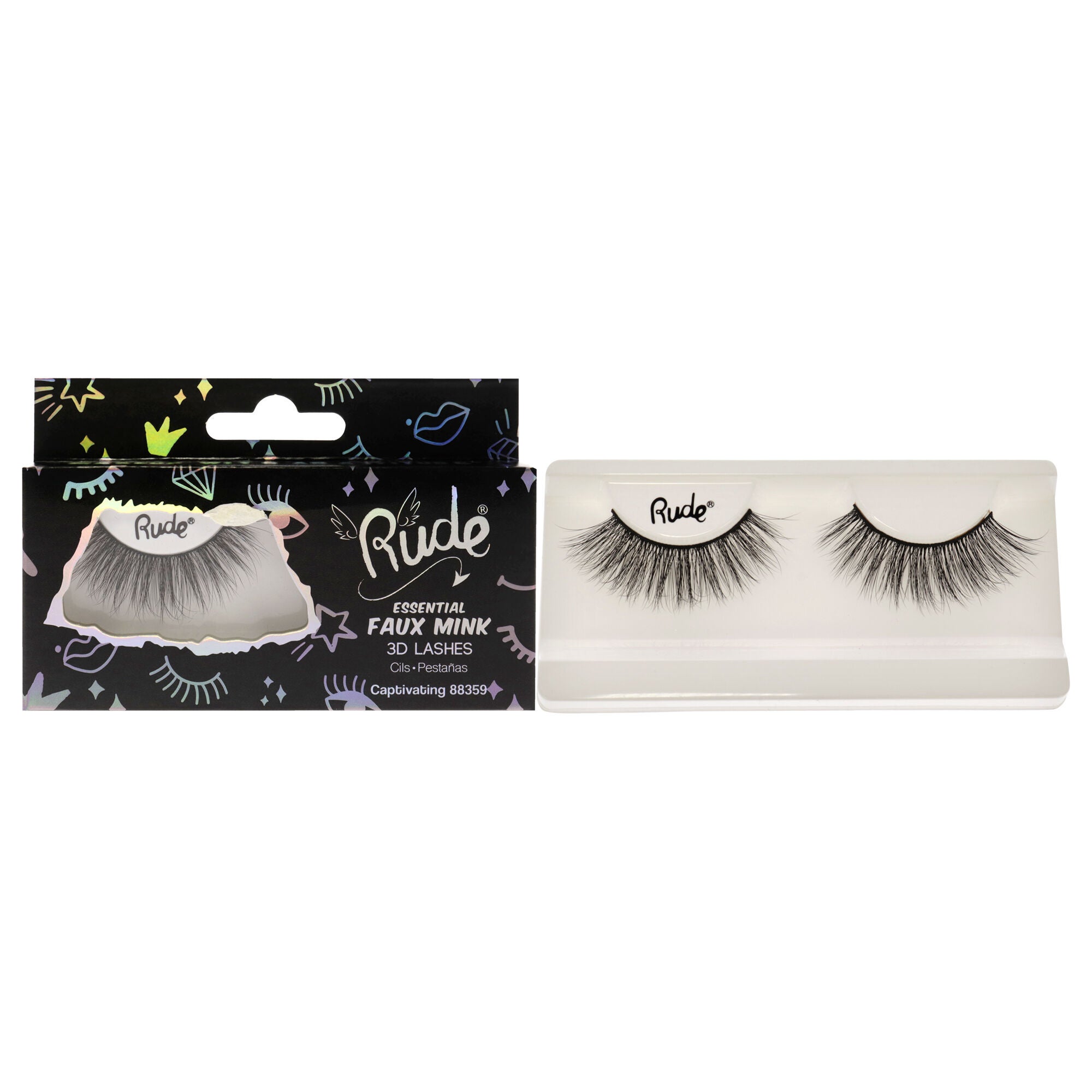 Essential Faux Mink 3D Lashes - Captivating by Rude Cosmetics for Women - 1 Pc Pair, See Description, hi-res image number 0