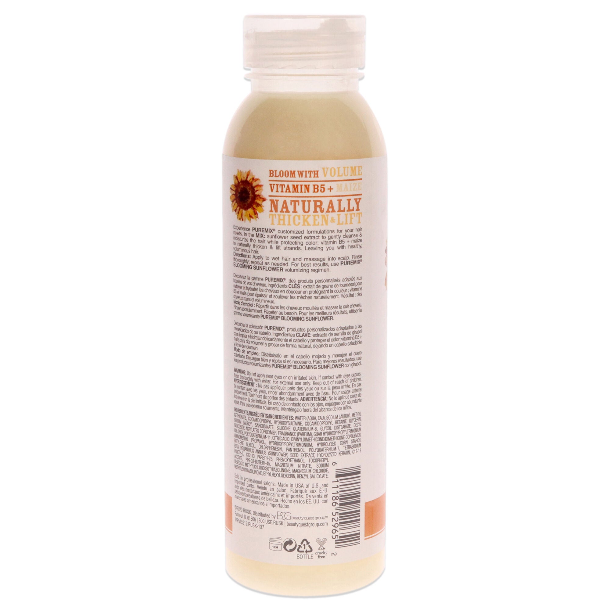 Puremix Blooming Sunflower Volumizing Shampoo - Fine Hair by Rusk for Unisex - 12 oz Shampoo, , alternate image number 4