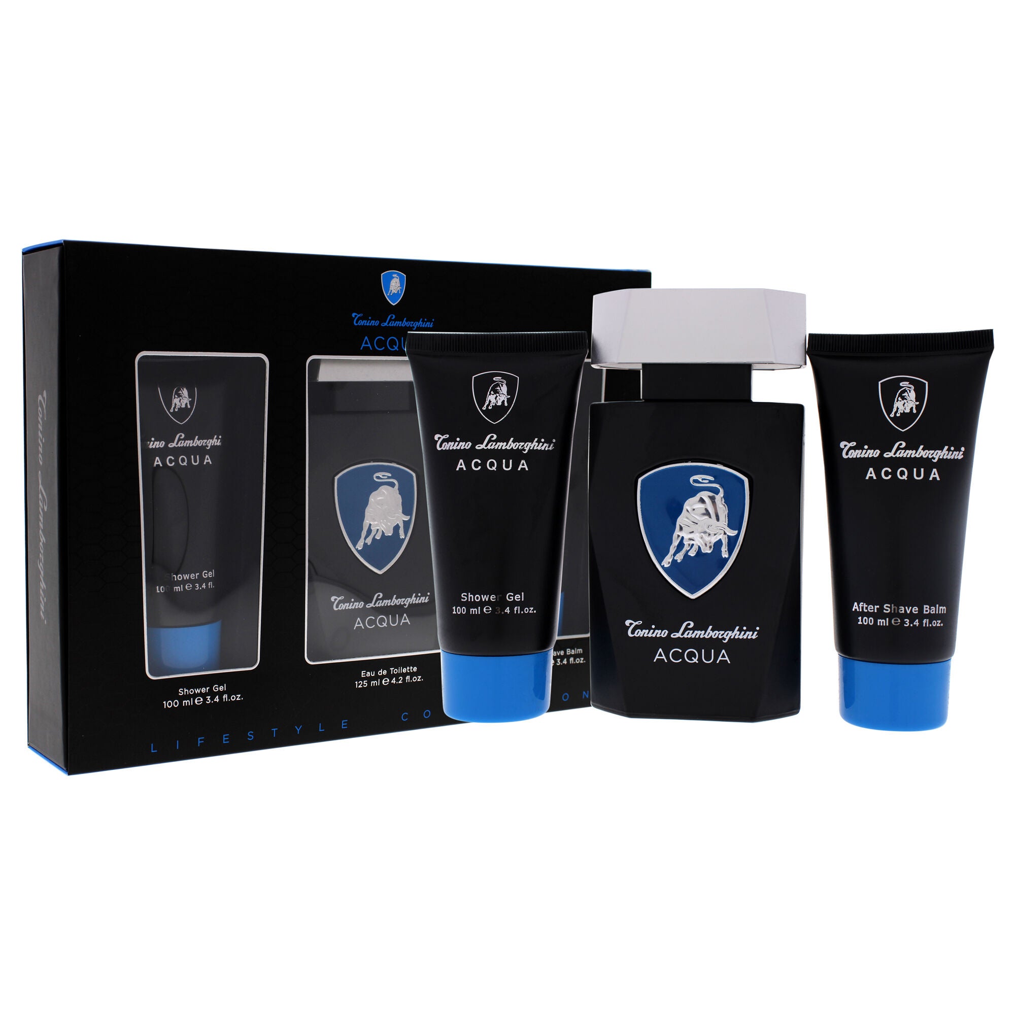 Acqua by Tonino Lamborghini for Men - 3 Pc Gift Set 4.2oz EDT Spray, 3.4oz Shower Gel, 3.4oz After Shave Balm, See Description, hi-res image number 0
