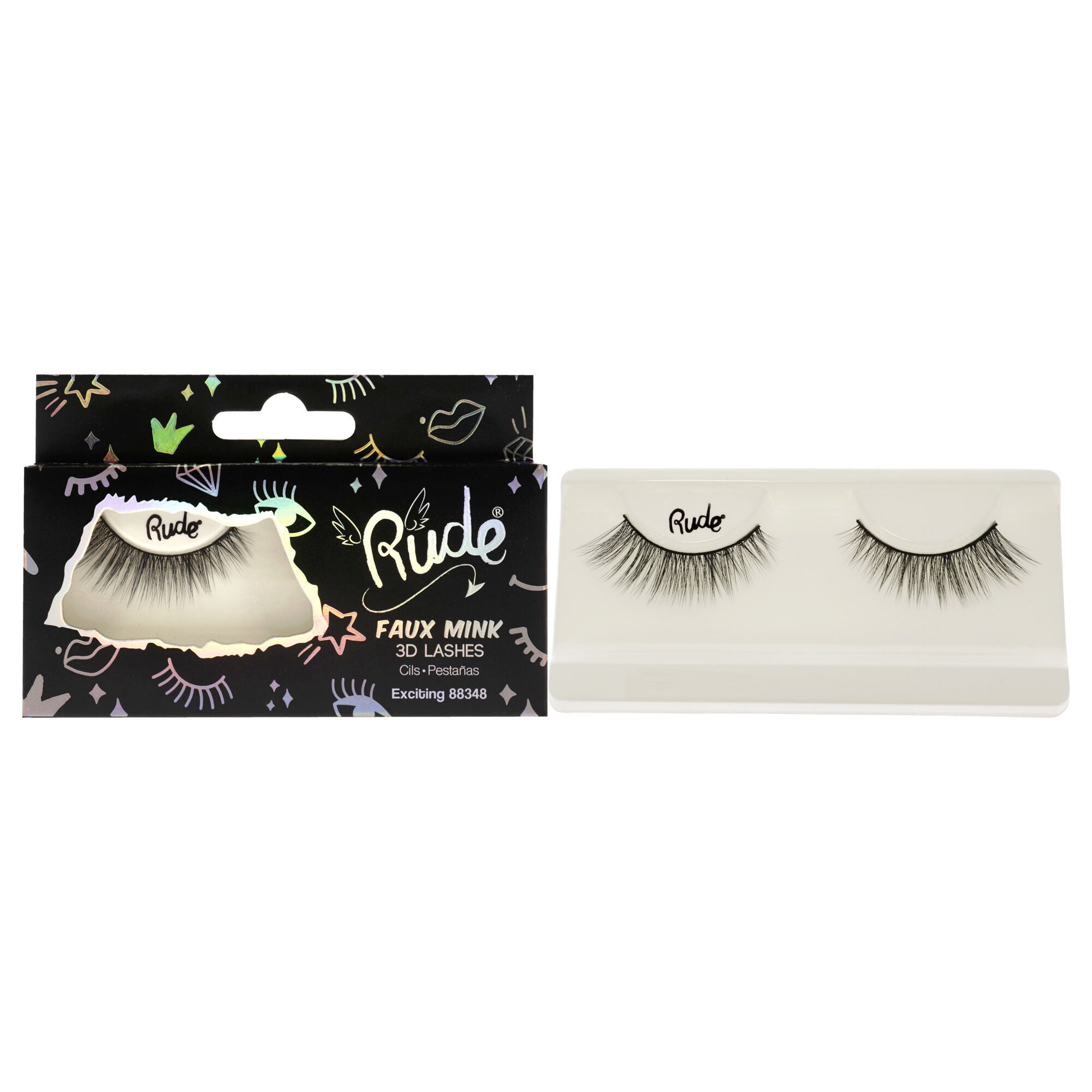 Essential Faux Mink 3D Lashes - Exciting by Rude Cosmetics for Women - 1 Pc Pair, See Description, hi-res image number 0