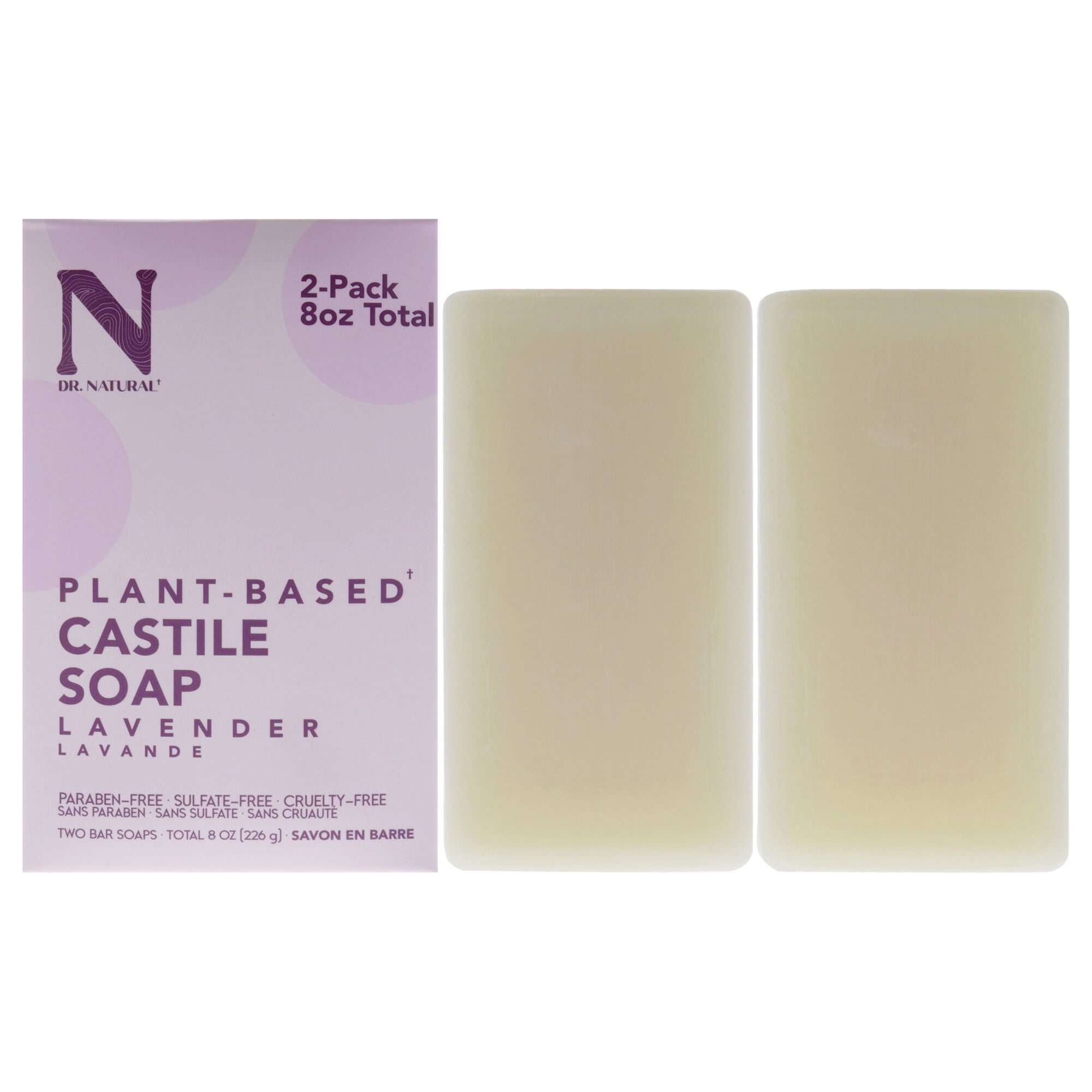 Castile Bar Soap - Lavender by Dr. Natural for Unisex - 2 x 8 oz Soap, See Description, hi-res image number 0