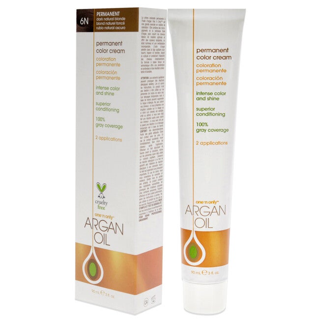 Argan Oil Permanent Color Cream - 6N Dark Natural Blonde by One n Only for Unisex - 3 oz Hair Color, NA, alternate image number null