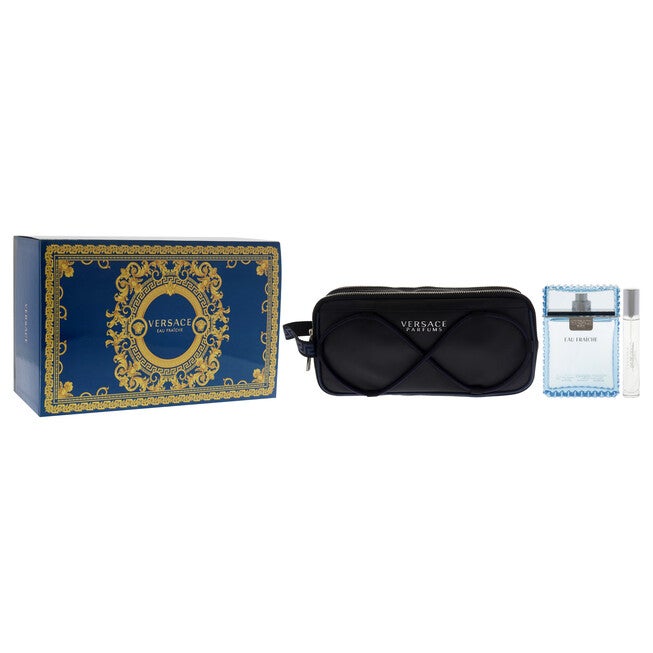 Versace Man Eau Fraiche by Versace for Men - 3 Pc Gift Set 3.4oz EDT Spray, 10ml EDT Spray (Mini), Pouch, NA, alternate image number null