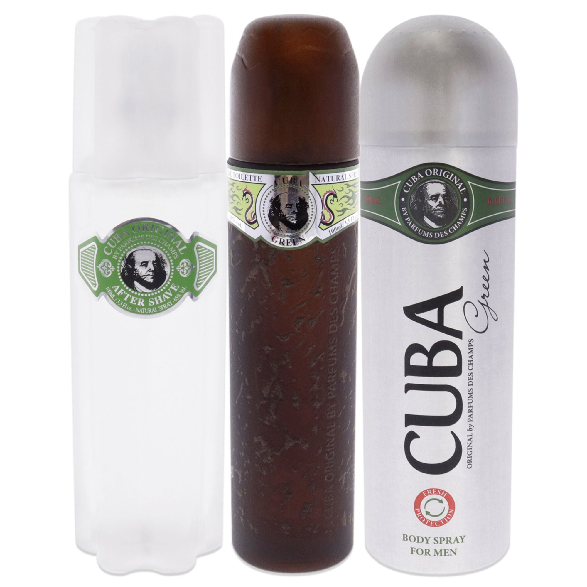 Cuba Green by Cuba for Men - 3 Pc Gift Set 3.3oz EDT Spray, 6.7oz Body Spray, 3.3oz After Shave, , alternate image number 6