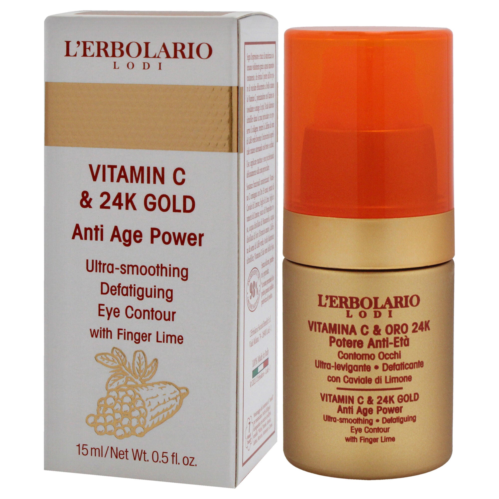 Vitamin C and 24K Gold Ultra Smoothing Defatiguing Eye Contour by LErbolario for Women - 0.5 oz Treatment, , alternate image number 7