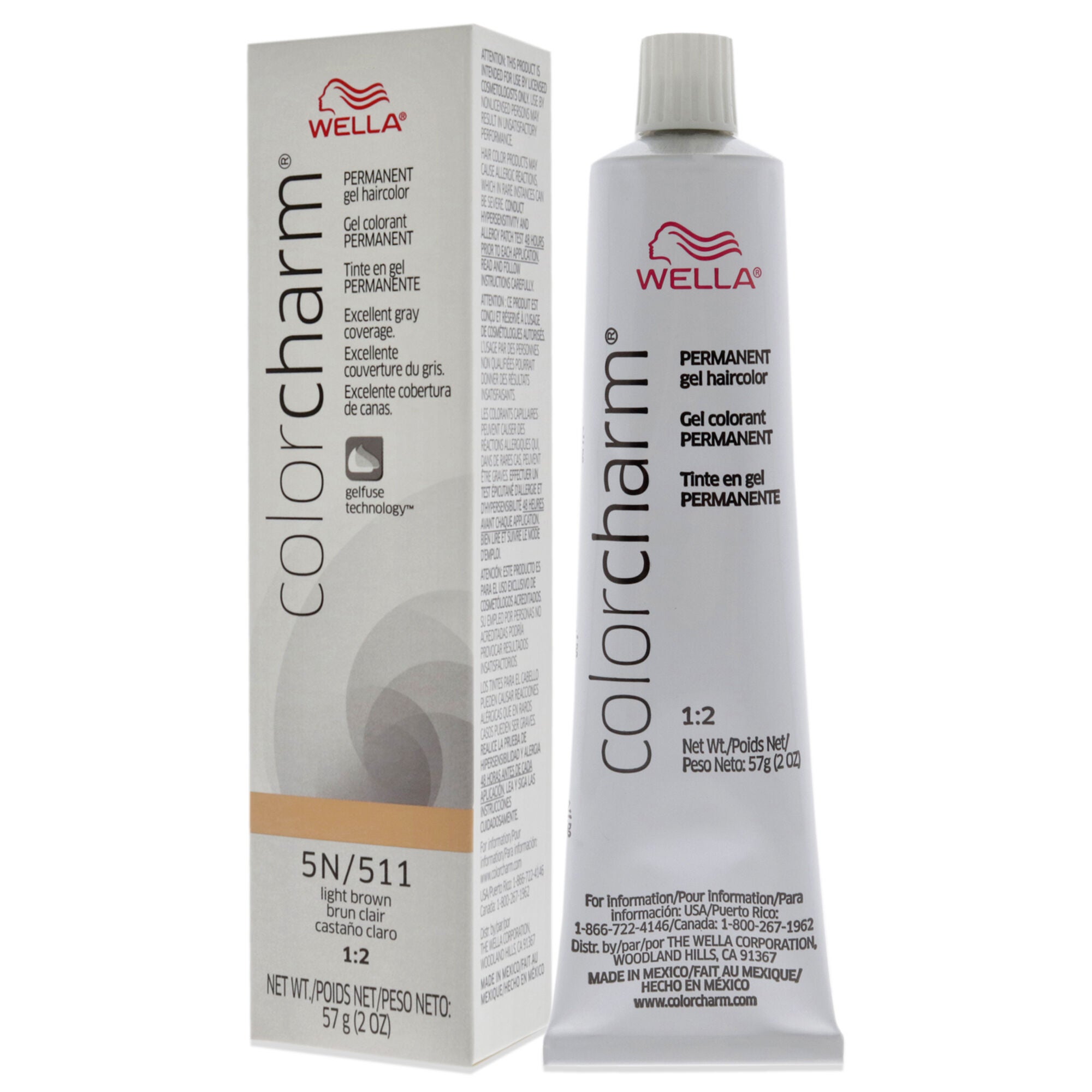 Color Charm Permanent Creme Gel Hair Color - 511 5N Light Brown by Wella for Unisex - 2 oz Hair Color, See Description, alternate image number 3