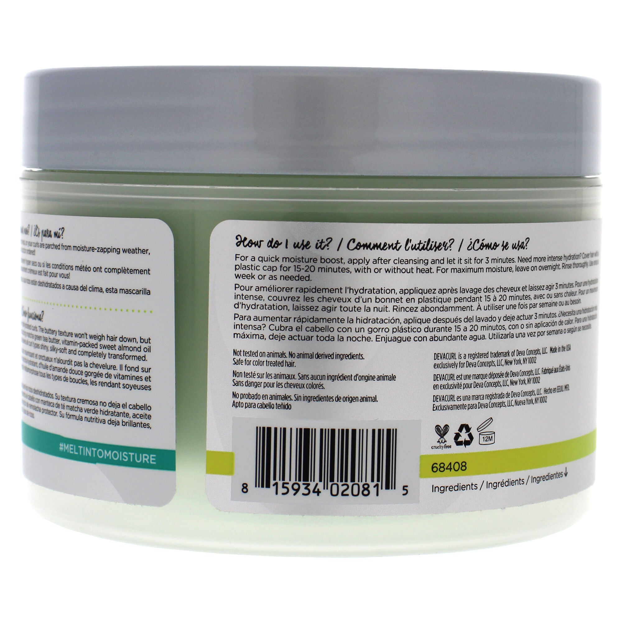 Melt Into Moisture Matcha Butter Conditioning Mask by DevaCurl for Unisex - 8 oz Masque, See Description, alternate image number 2