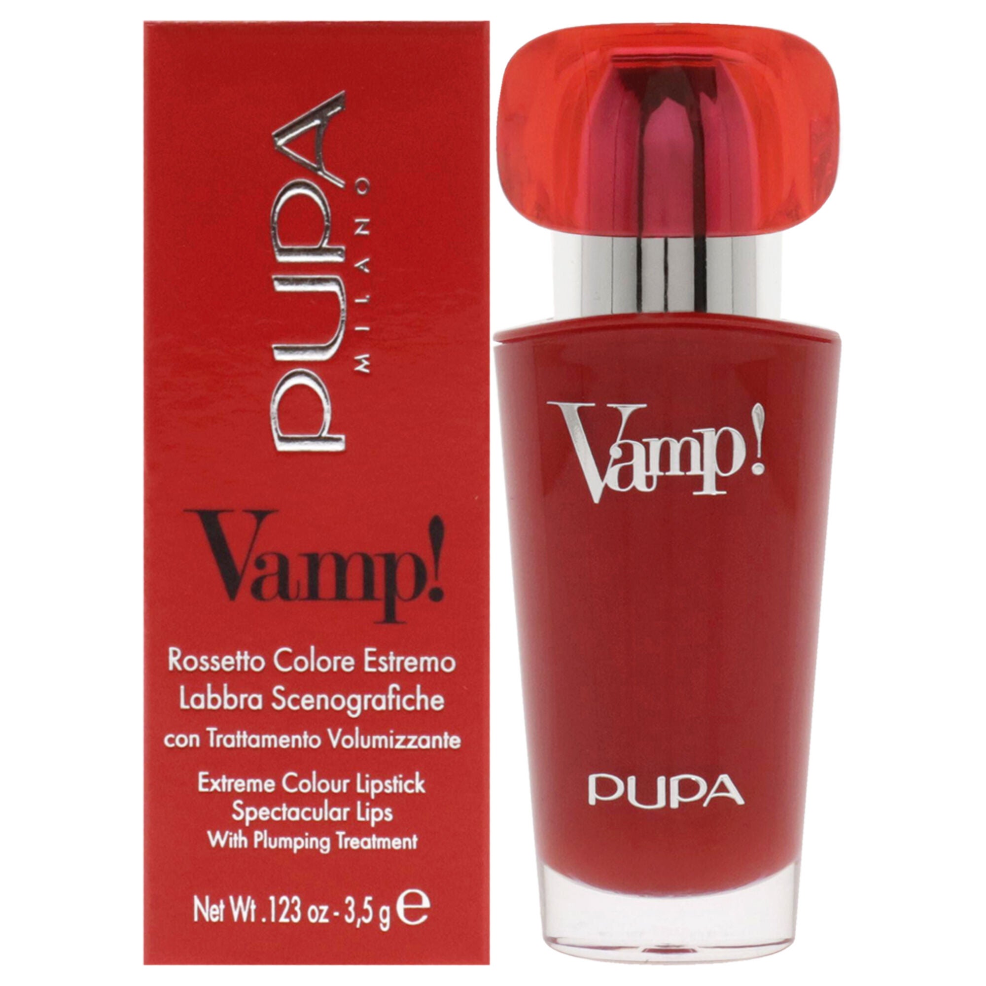 Vamp! Extreme Colour Lipstick with Plumping Treatment - 100 Naked Skin by Pupa Milano for Women - 0.123 oz Lipstick, See Description, hi-res image number 0