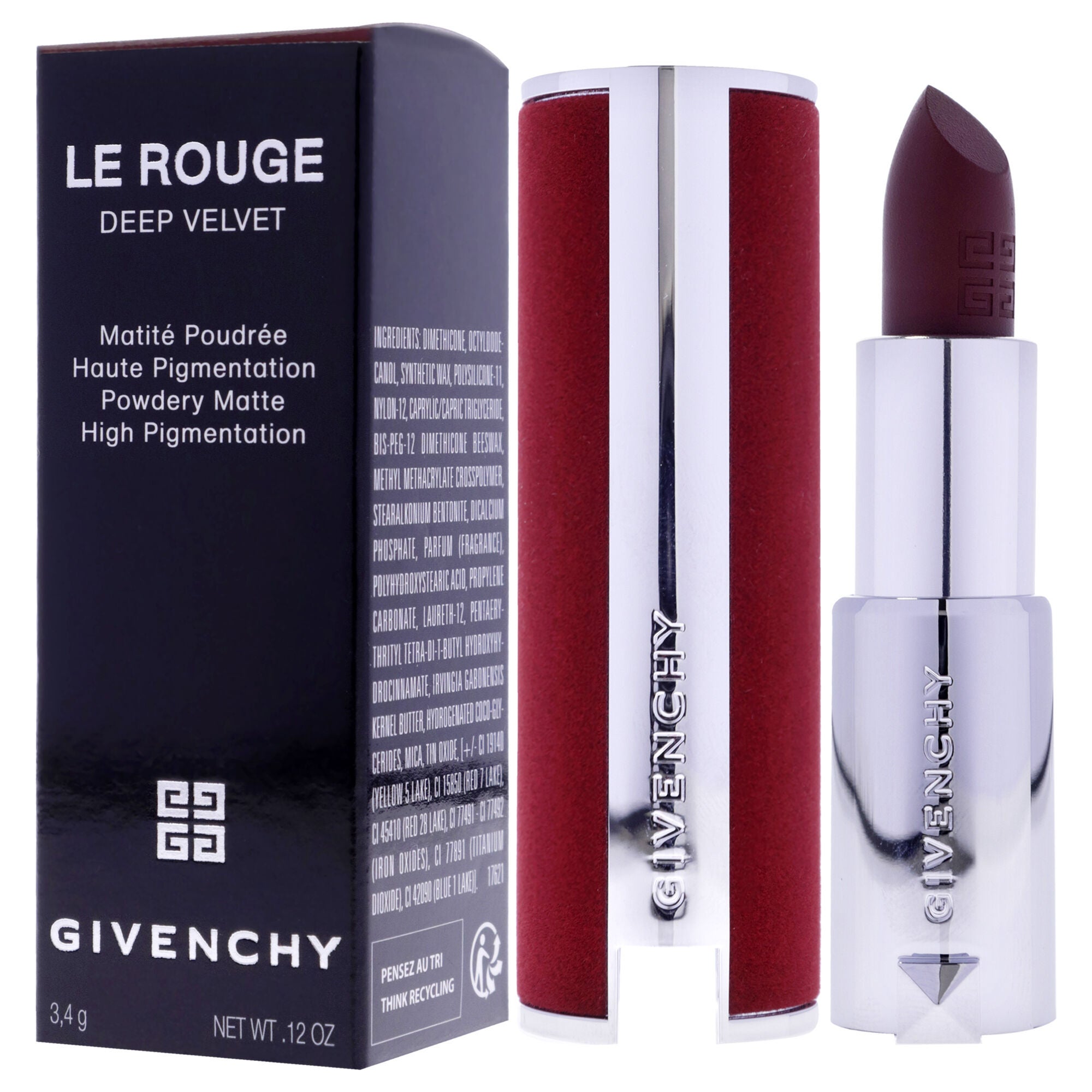 Le Rouge Deep Velvet Matte Lipstick - 38 Grenat Fume by Givenchy for Women - 0.12 oz Lipstick, Red, alternate image number 2