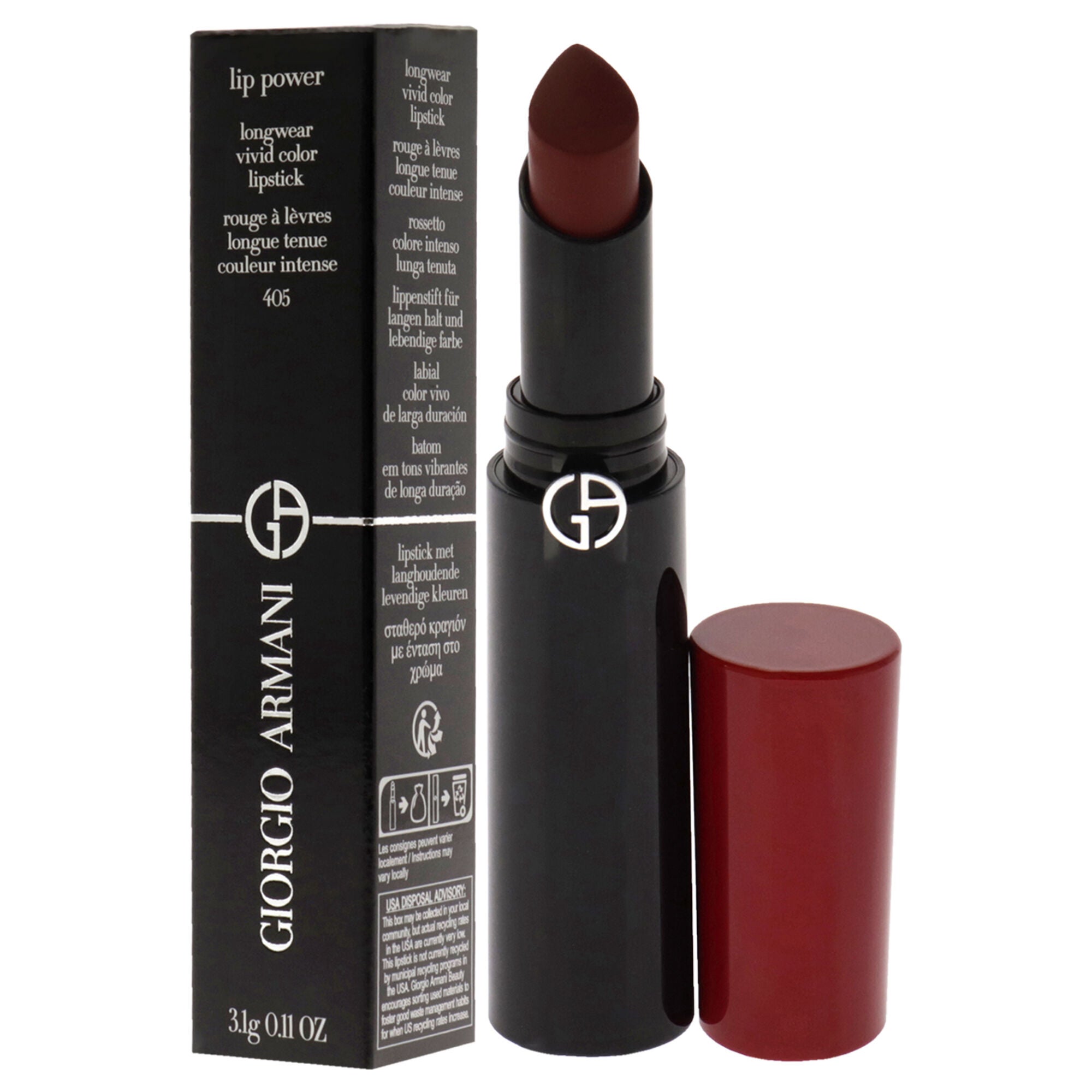 Lip Power Longwear Vivid Color Lipstick - 405 Sultan by Giorgio Armani for Women - 0.11 oz Lipstick, See Description, alternate image number 3