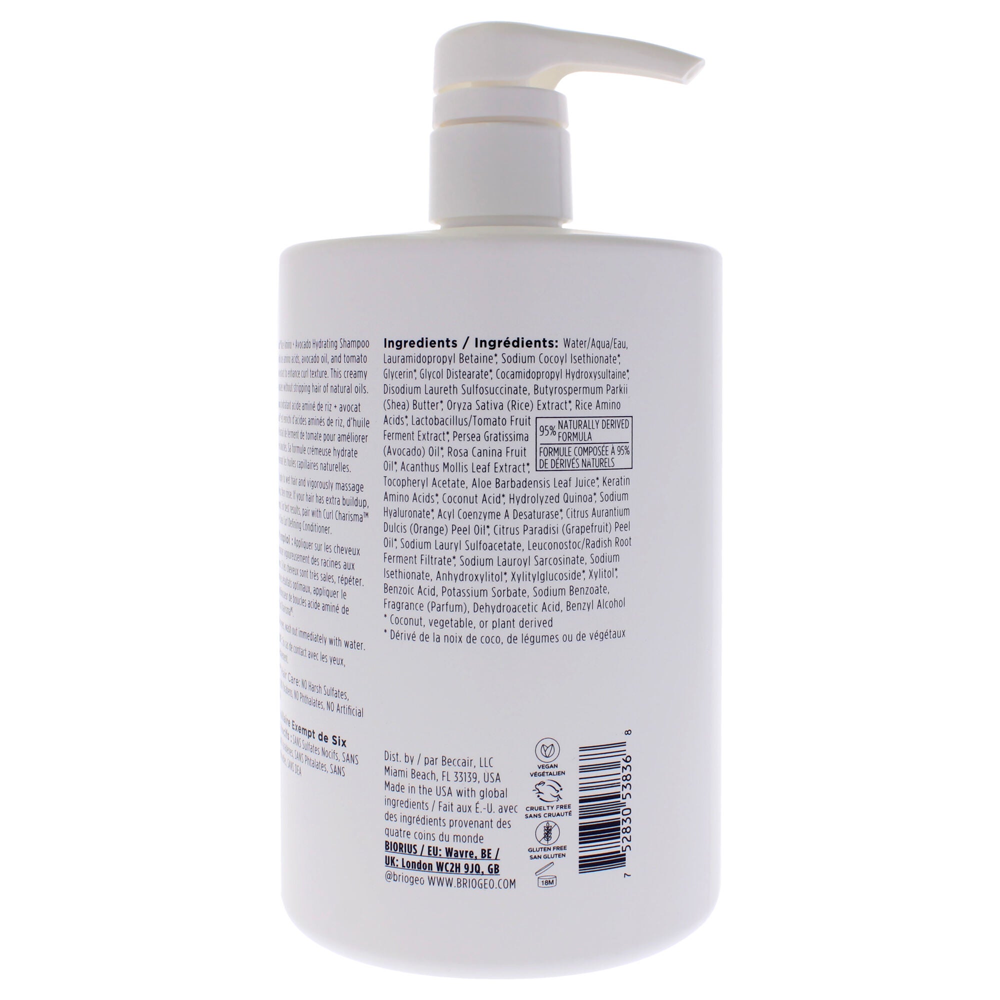 Curl Charisma Rice Amino Plus Avocado Hydrating Shampoo by Briogeo for Unisex - 33.8 oz Shampoo, Beige, alternate image number 2