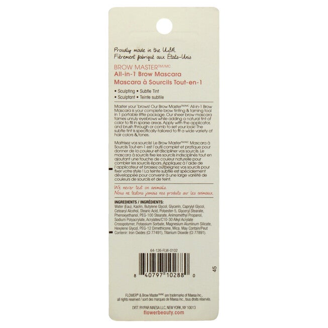 Brow Master All-In-1 Brow Mascara - AB1 Light Medium by Flower Beauty for Women - 0.35 oz Eyebrow, See Description, alternate image number 2