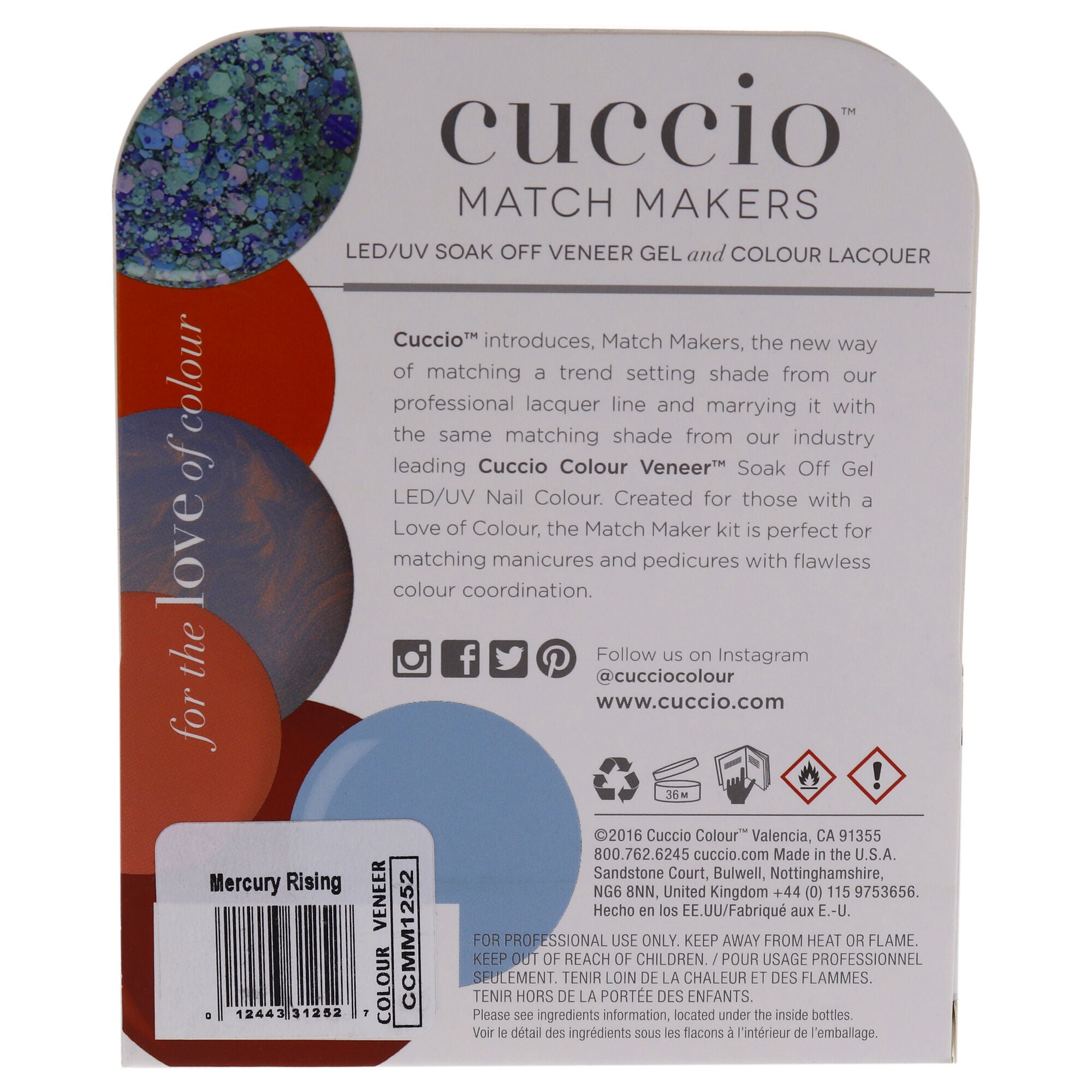 Match Makers Set - Mercury Rising by Cuccio Colour for Women - 2 Pc 0.44oz Veneer Soak Of Gel Nail Polish, 0.43oz Colour Nail Polish, See Description, alternate image number 1