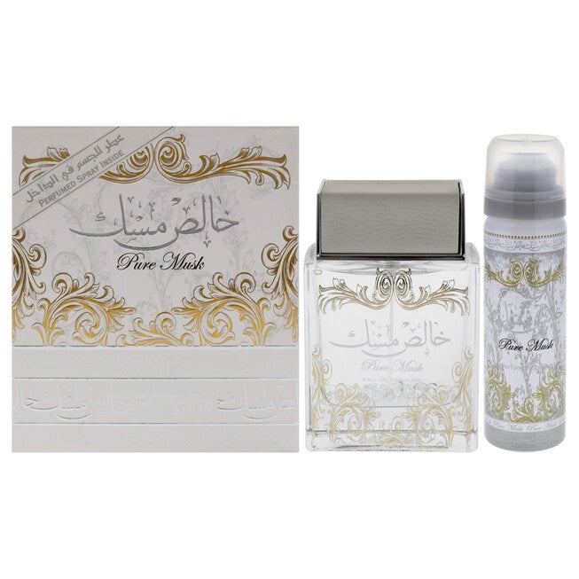 Pure Musk by Lattafa for Men - 2 Pc Gift Set 3.4oz EDP Spray, 1.7oz Perfumed Spray, See Description, hi-res image number 0