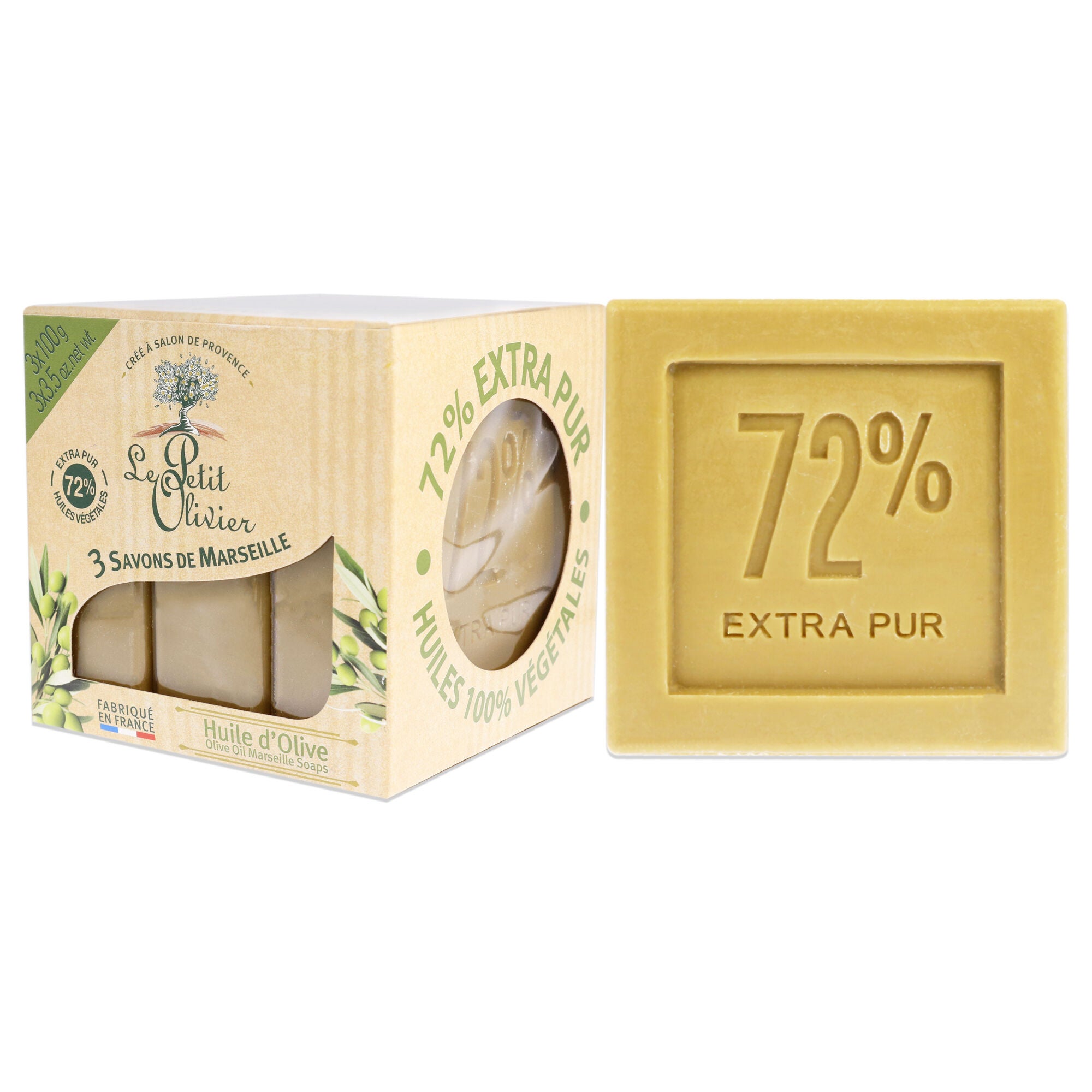 Olive oil Marseille Soaps by Le Petit Olivier for Unisex - 3 x 3.5 oz Soap, , alternate image number 7