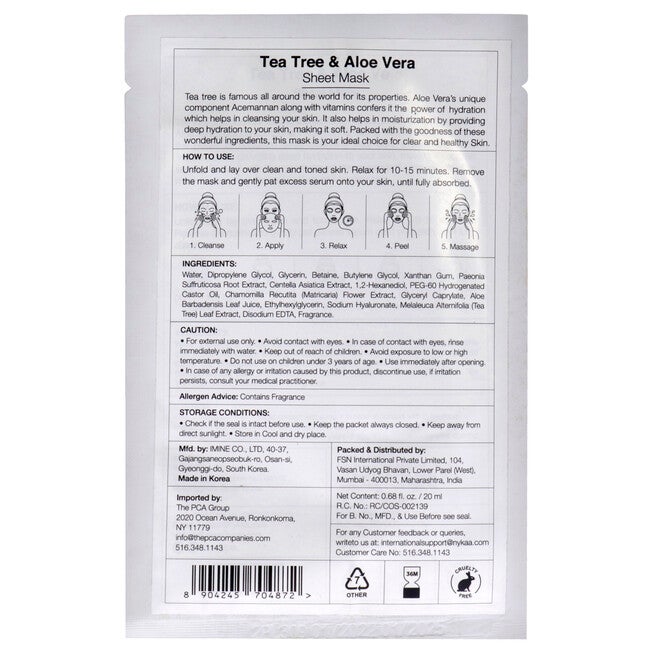 Skin Secrets Sheet Mask - Tea Tree and Aloe Vera by Nykaa Naturals for Women - 1 Pc Mask, See Description, alternate image number 2