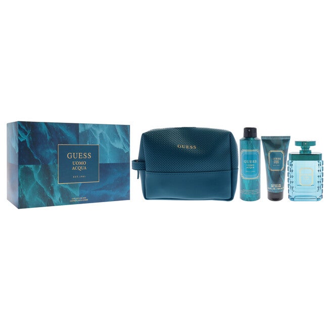 Guess Uomo Acqua by Guess for Men - 4 Pc Gift Set 3.4oz EDT Spray, 6oz Deodorizing Body Spray, 3.4oz Shower Gel, Pouch, See Description, alternate image number 2