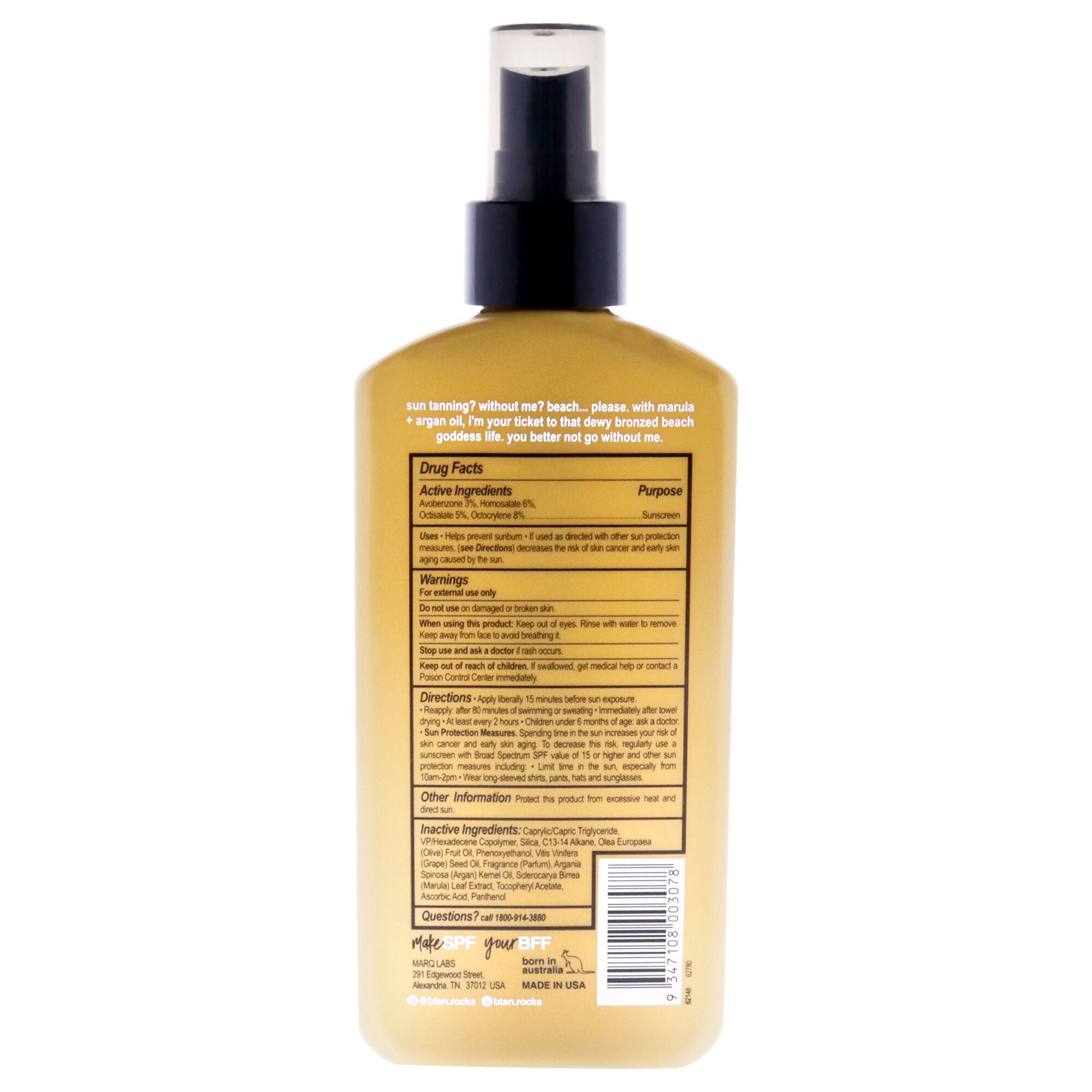 Beach Please Deep Tanning Dry Spray Sunscreen Oil SPF 7 by B.Tan for Unisex - 6.7 oz Sunscreen, See Description, alternate image number 1