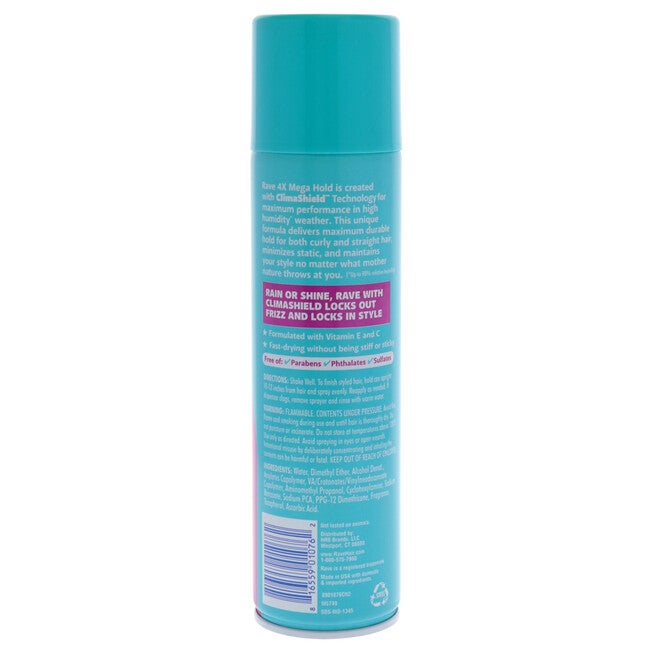 4X Mega Scented Aerosol Hairspray by Rave for Unisex - 11 oz Hair Spray, See Description, alternate image number 1