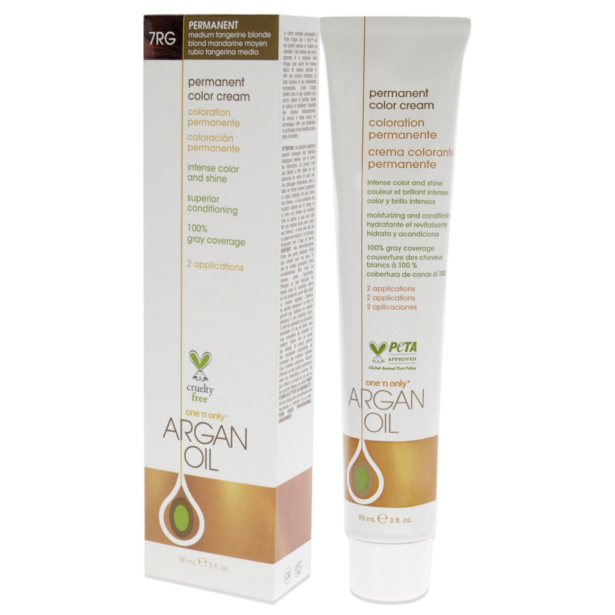 Argan Oil Permanent Color Cream - 7RG Medium Tangerine Blonde by One n Only for Unisex - 3 oz Hair Color, , alternate image number 7