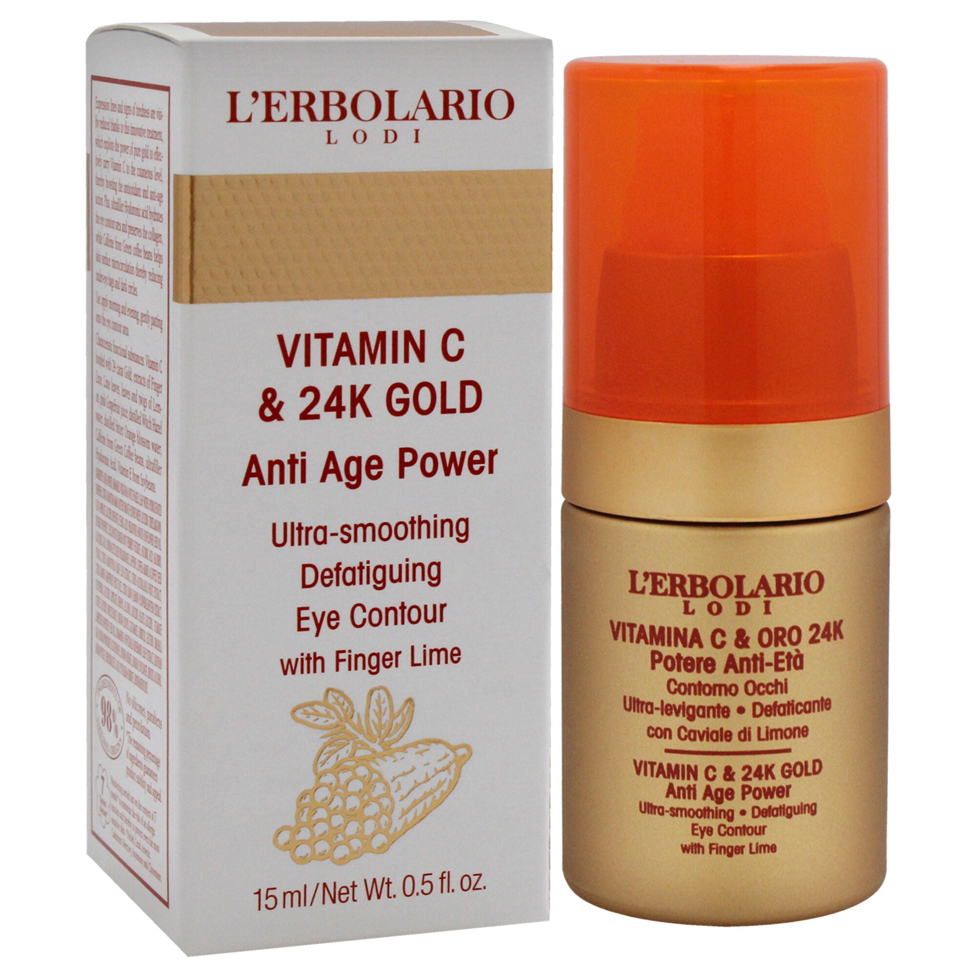 Vitamin C and 24K Gold Ultra Smoothing Defatiguing Eye Contour by LErbolario for Women - 0.5 oz Treatment, , alternate image number 6