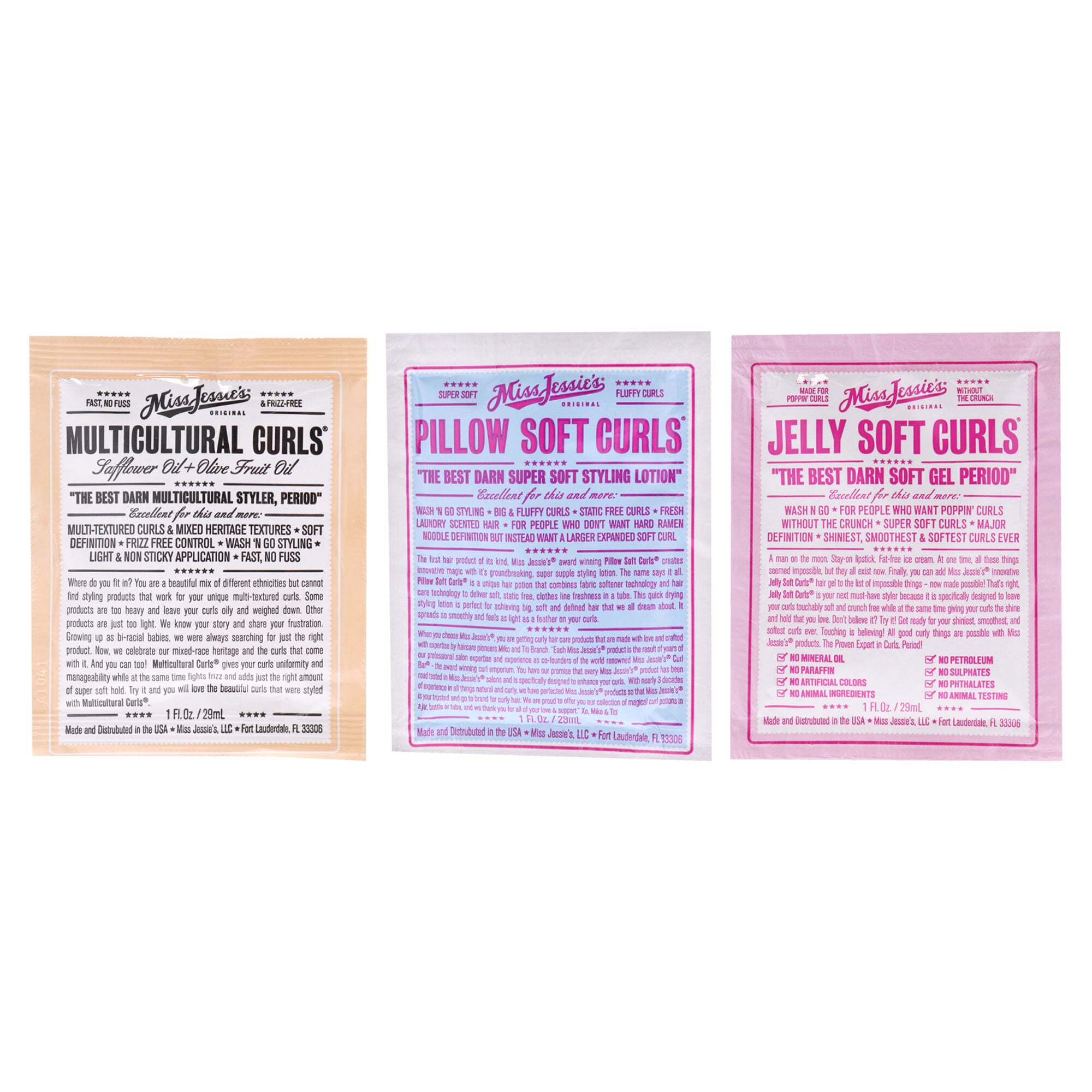 Pillow Soft Curls With Jelly Soft Curl and Multi Cultural Curls Kit by Miss Jessies for Unisex - 3 Pc Kit 1oz Lotion, 1oz Gel, 1oz Cream, See Description, hi-res image number 0