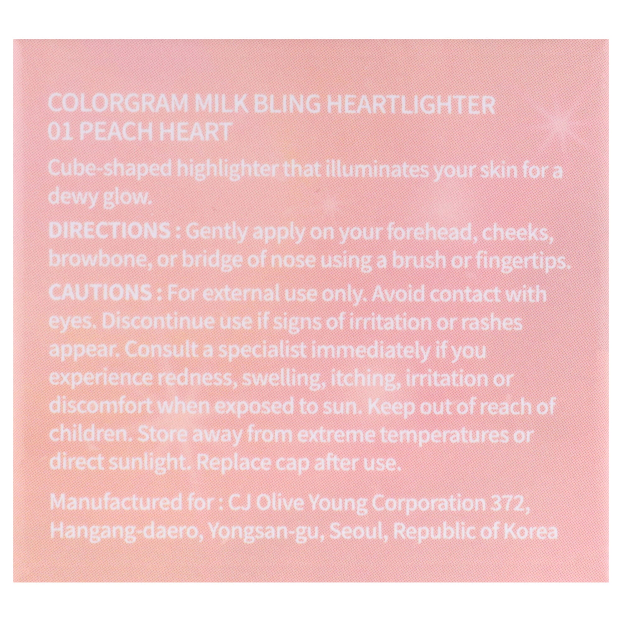 Milk Bling Heartlighter - 01 Peach Heart by Colorgram for Women - 0.07 oz Highlighter, Brown, alternate image number 5