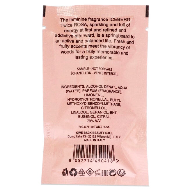 Iceberg Twice Rosa by Iceberg for Women - 1.2 ml EDT Spray Vial (Mini), See Description, alternate image number 1