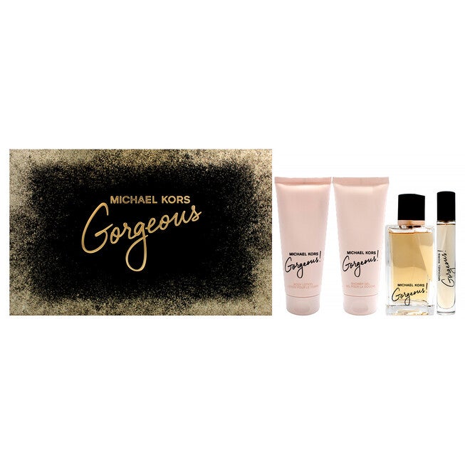 Gorgeous by Michael Kors for Women - 4 Pc Gift Set 3.4oz EDP Spray, 0.3oz EDP Spray, 3.4oz Body Lotion, 3.4oz Shower Gel, Clear, hi-res image number 0