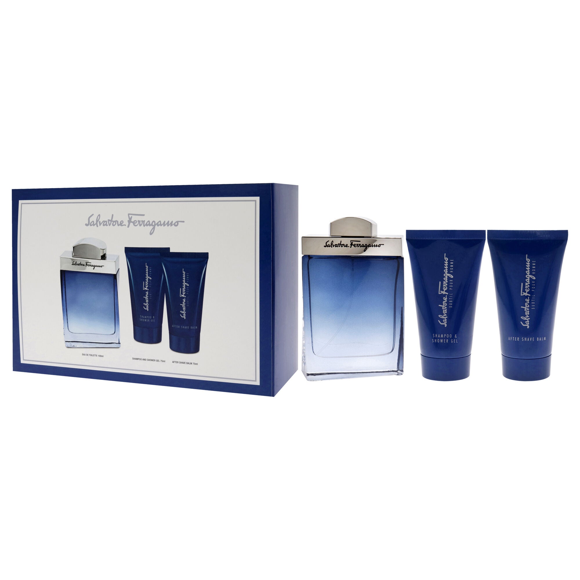 Subtil by Salvatore Ferragamo for Men - 3 Pc Gift Set 3.4oz EDT Spray, 2.5oz Shampoo and Shower Gel, 1.7oz After Shave Balm, See Description, alternate image number 3