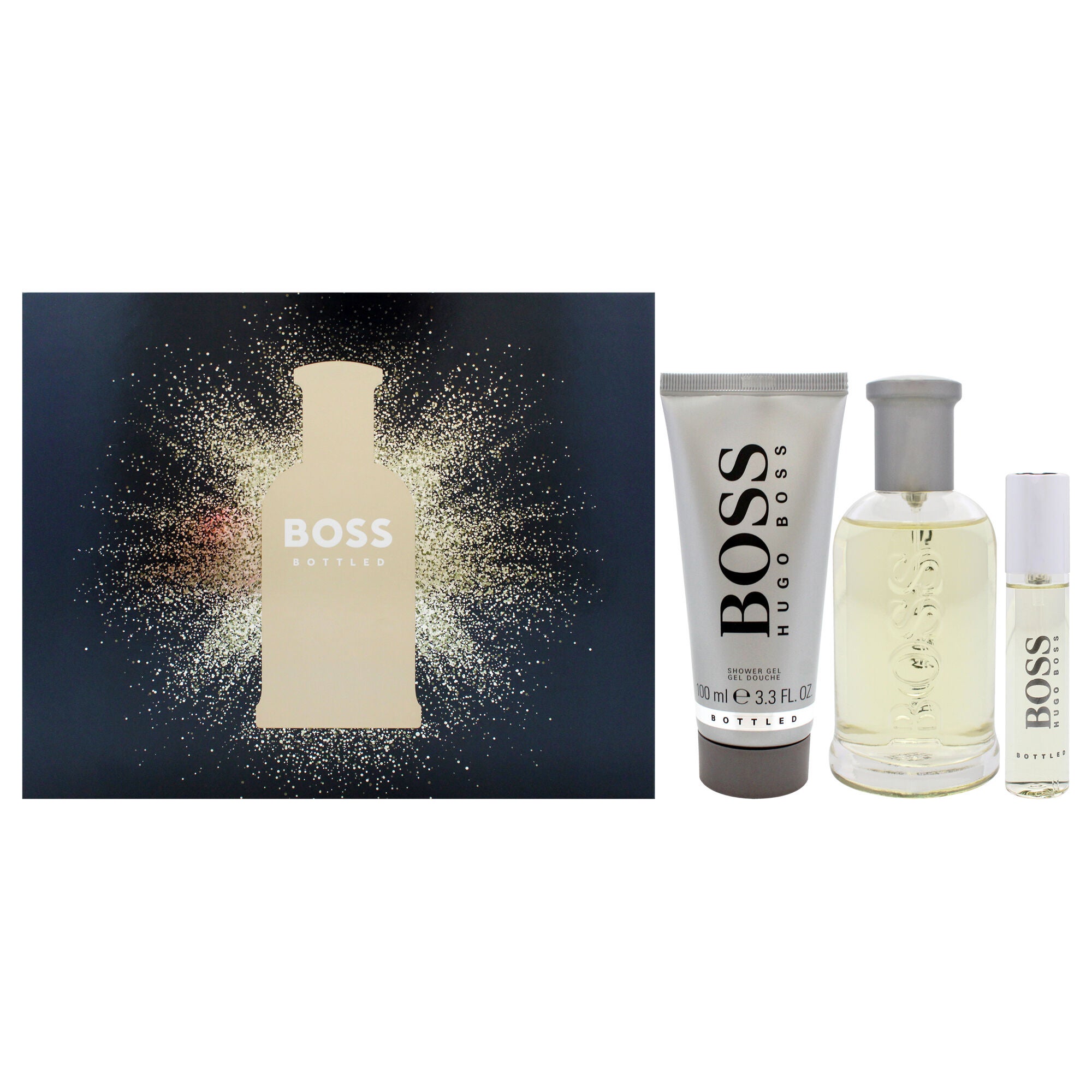 Boss No. 6 by Hugo Boss for Men - 3 Pc Gift Set 3.3oz EDT Spray, 0.3oz EDT Spray, 3.3oz Shower Gel, Clear, hi-res image number 0