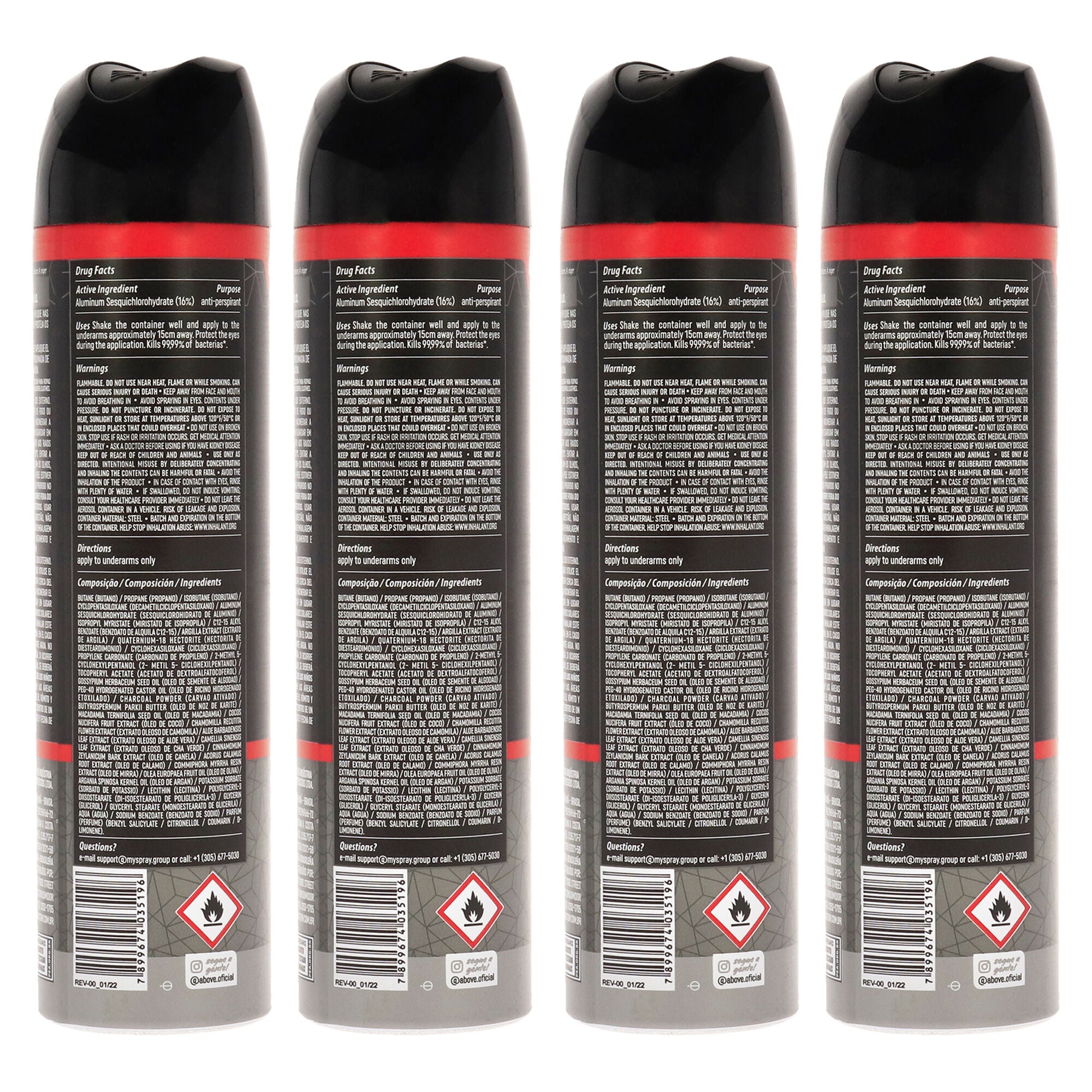 48 Hours Elements Antibac Antiperspirant Deodorant - Carbon by Above for Men - 3.17 oz Deodorant Spray - Pack of 4, , alternate image number 3