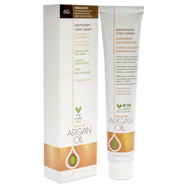 Argan Oil Permanent Color Cream - 6G Dark Golden Blonde by One n Only for Unisex - 3 oz Hair Color, See Description, alternate image number 2