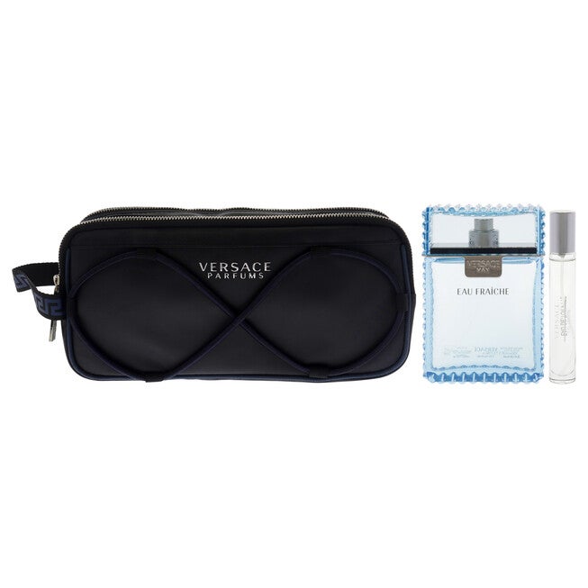 Versace Man Eau Fraiche by Versace for Men - 3 Pc Gift Set 3.4oz EDT Spray, 10ml EDT Spray (Mini), Pouch, NA, alternate image number null