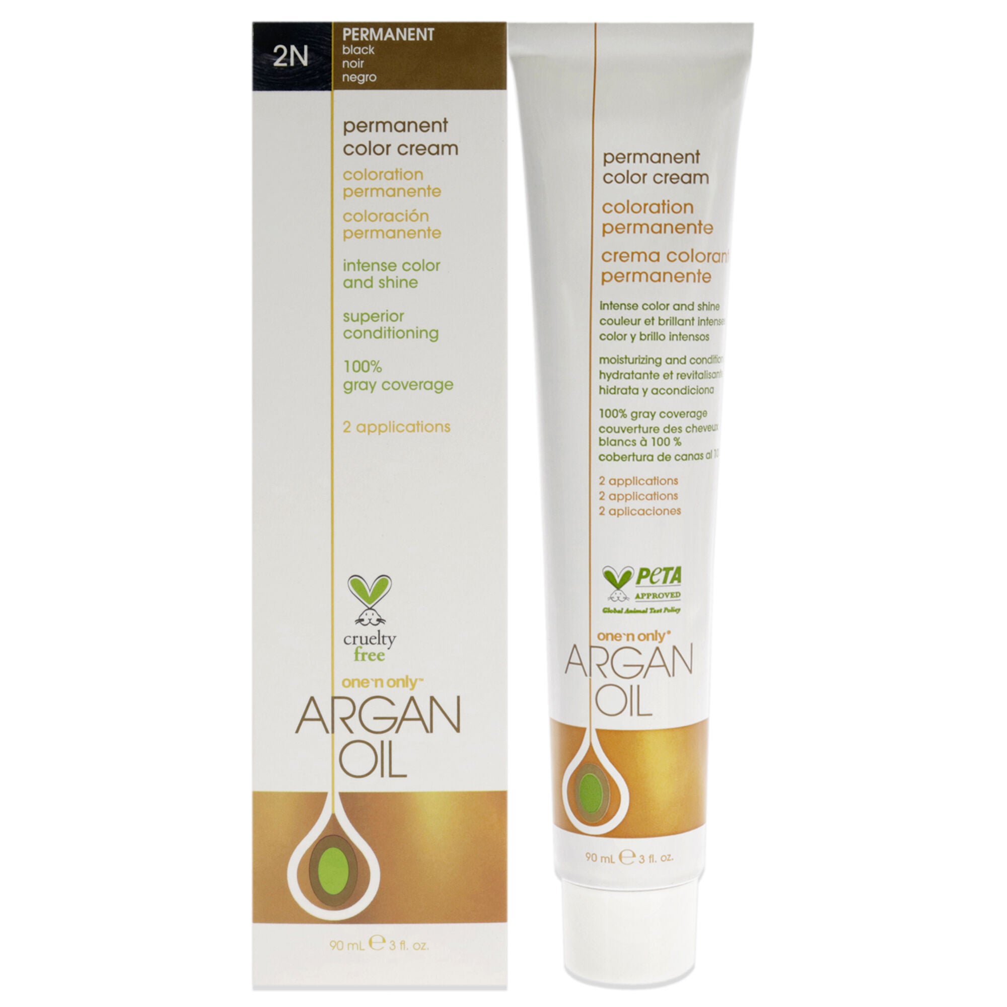 Argan Oil Permanent Color Cream - 2N Black by One n Only for Unisex - 3 oz Hair Color, See Description, hi-res image number 0