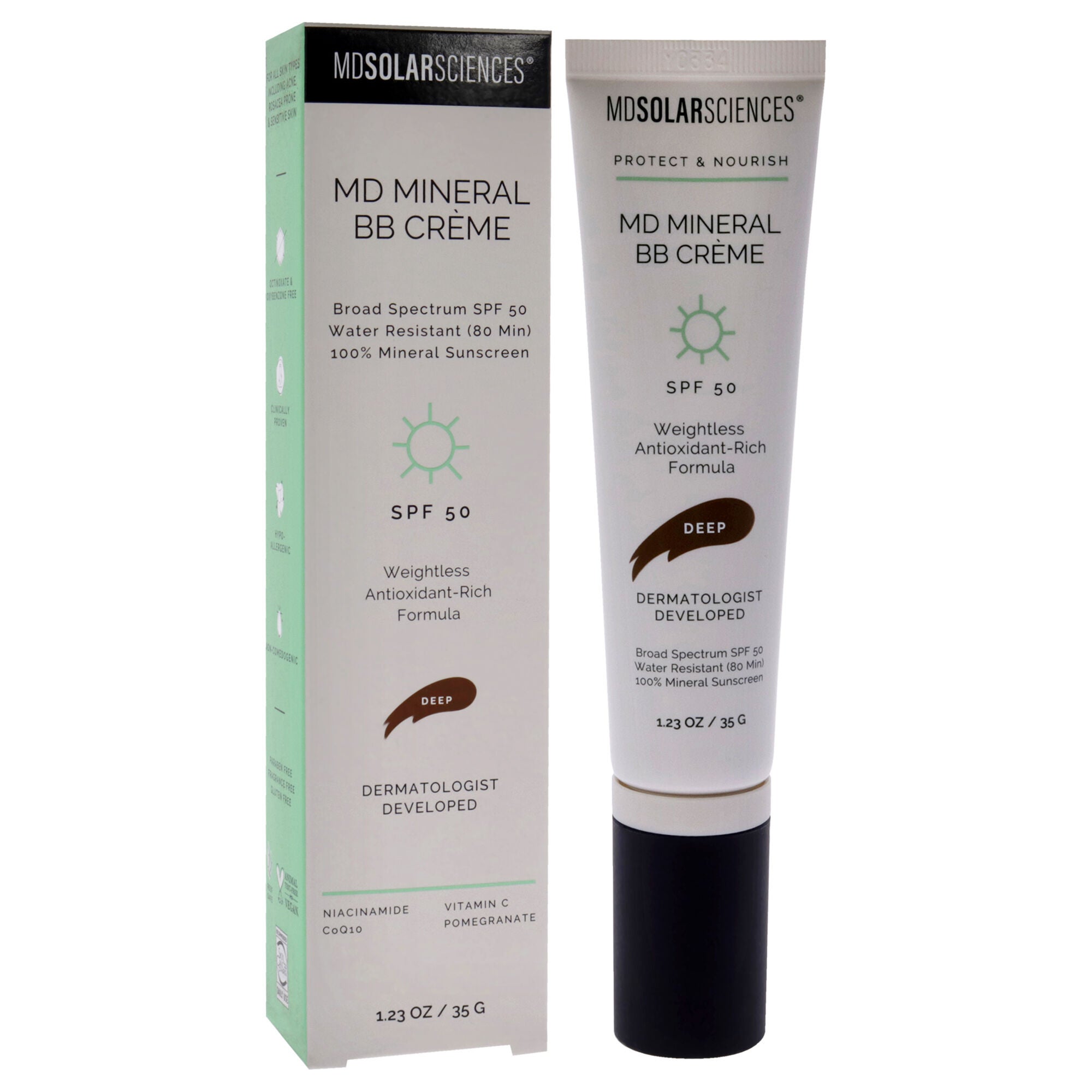 MD Mineral BB Cream SPF 50 - Deep by MDSolarSciences for Women - 1.23 oz Makeup, See Description, alternate image number 2