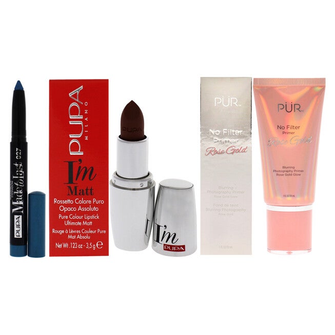 Made To Last Eyeshadow Waterproof With No Filter Blurring Photography Primer and I Am Matte Colour Lipstick Kit by Pupa Milano for Women - 3pc Set, See Description, hi-res image number 0