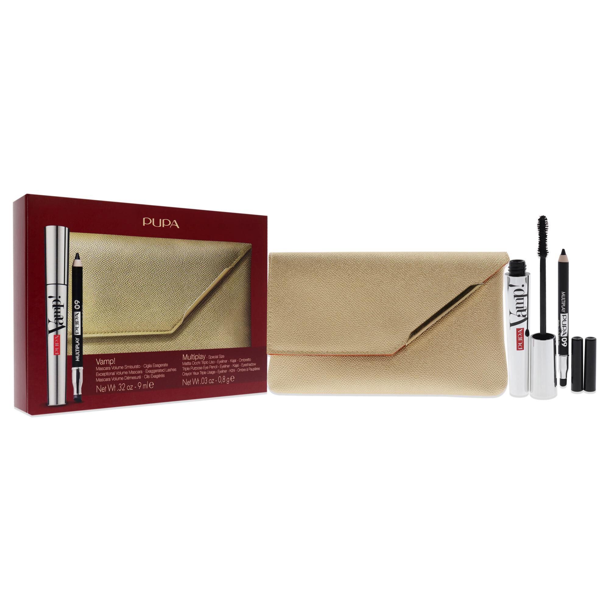 Vamp! and Multiply Set by Pupa Milano for Women - 3 Pc 0.32oz Vamp! Mascara - 100 Black, 0.03oz Multiplay Eye Pencil - 09 Black, Wallet, See Description, alternate image number 1