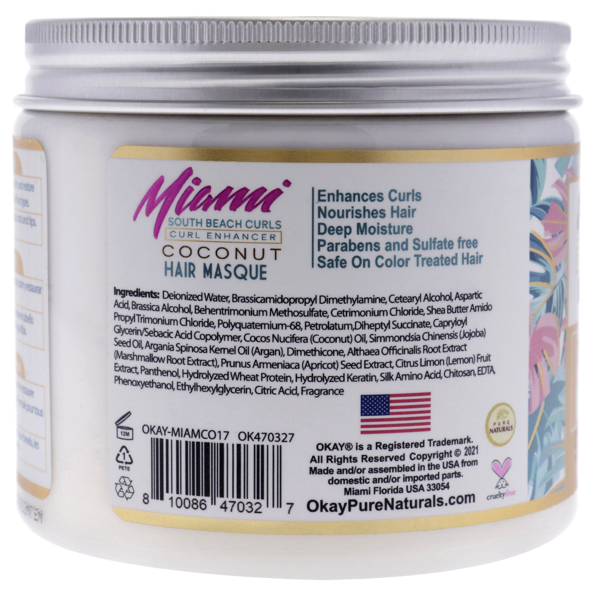 Miami South Beach Curls - Curl Enhancing by Okay for Women - 17 oz Masque, See Description, alternate image number 1